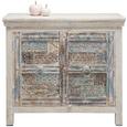 Sideboard in Vintage Weiß/Blau/Braun - Blau/Braun, Holz/Metall (105/93/45cm) - PREMIUM LIVING