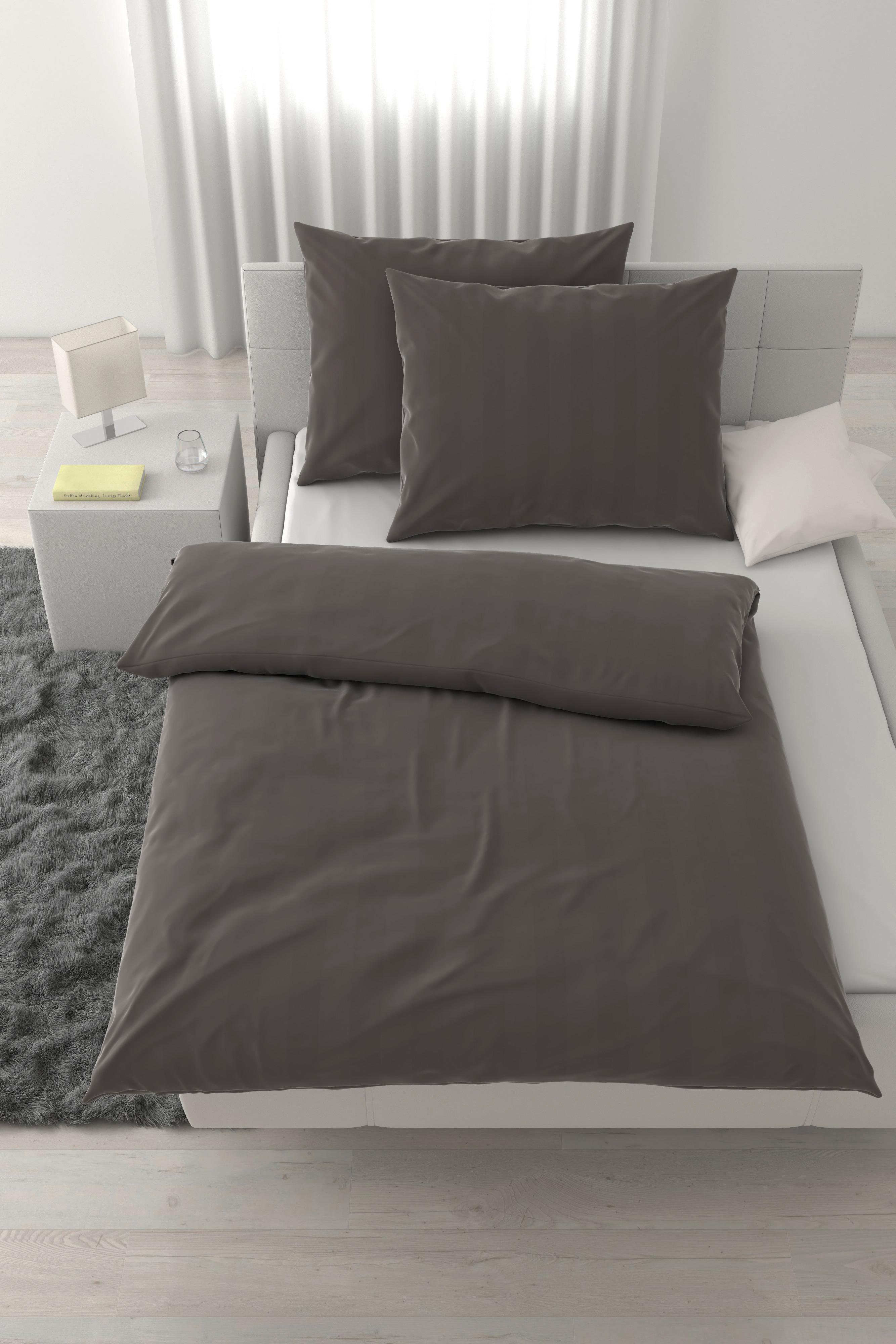 Lenjerie de pat, Xenia Streif 2x50x70/200x220 cm - antracit, Modern, textil (200/220cm) - Premium Living