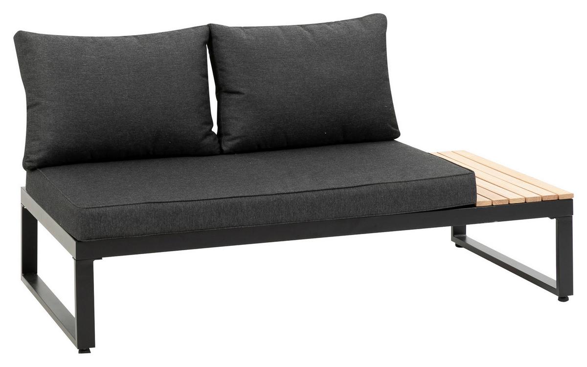 Loungegarnitur 3-tlg Rio Echtholz/Metall mit Kissen - Anthrazit/Braun, MODERN, Holz/Textil (178/68/228,5cm) - Gardenson