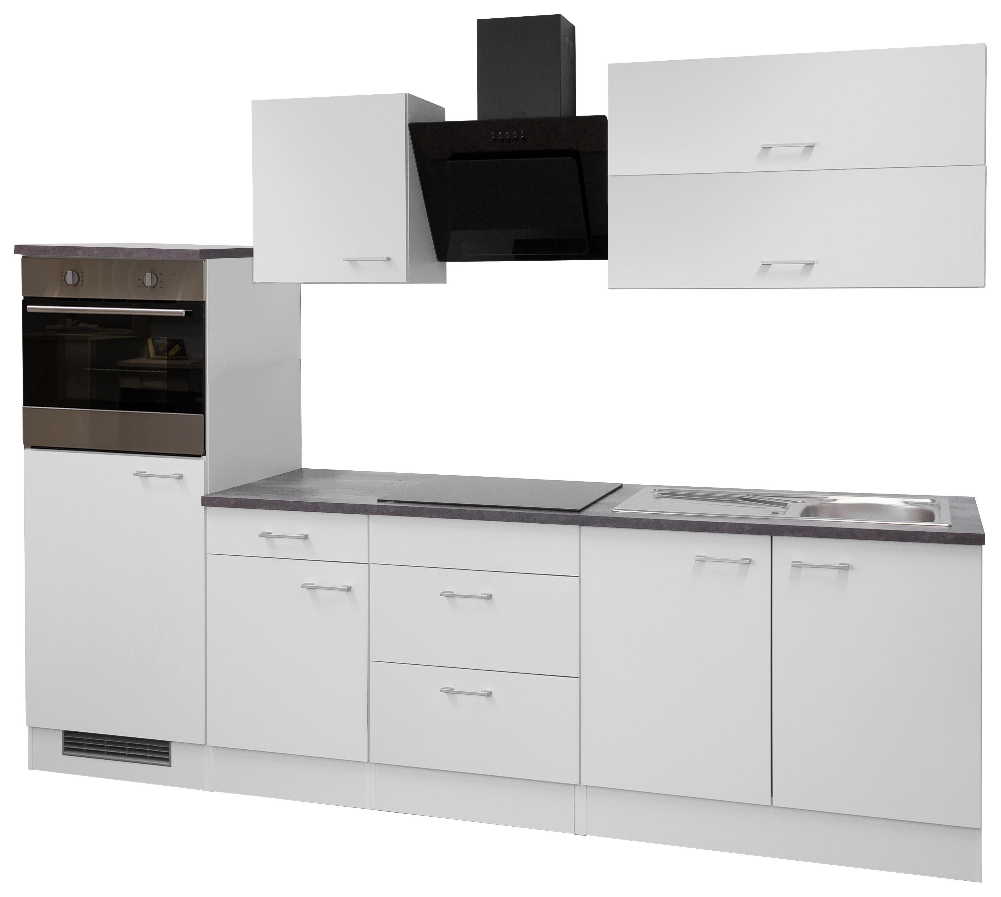 Küchenleerblock Lucca B: ca. 270cm Weiß - Graubraun/Alufarben, MODERN, Holzwerkstoff/Kunststoff (270cm) - FlexWell