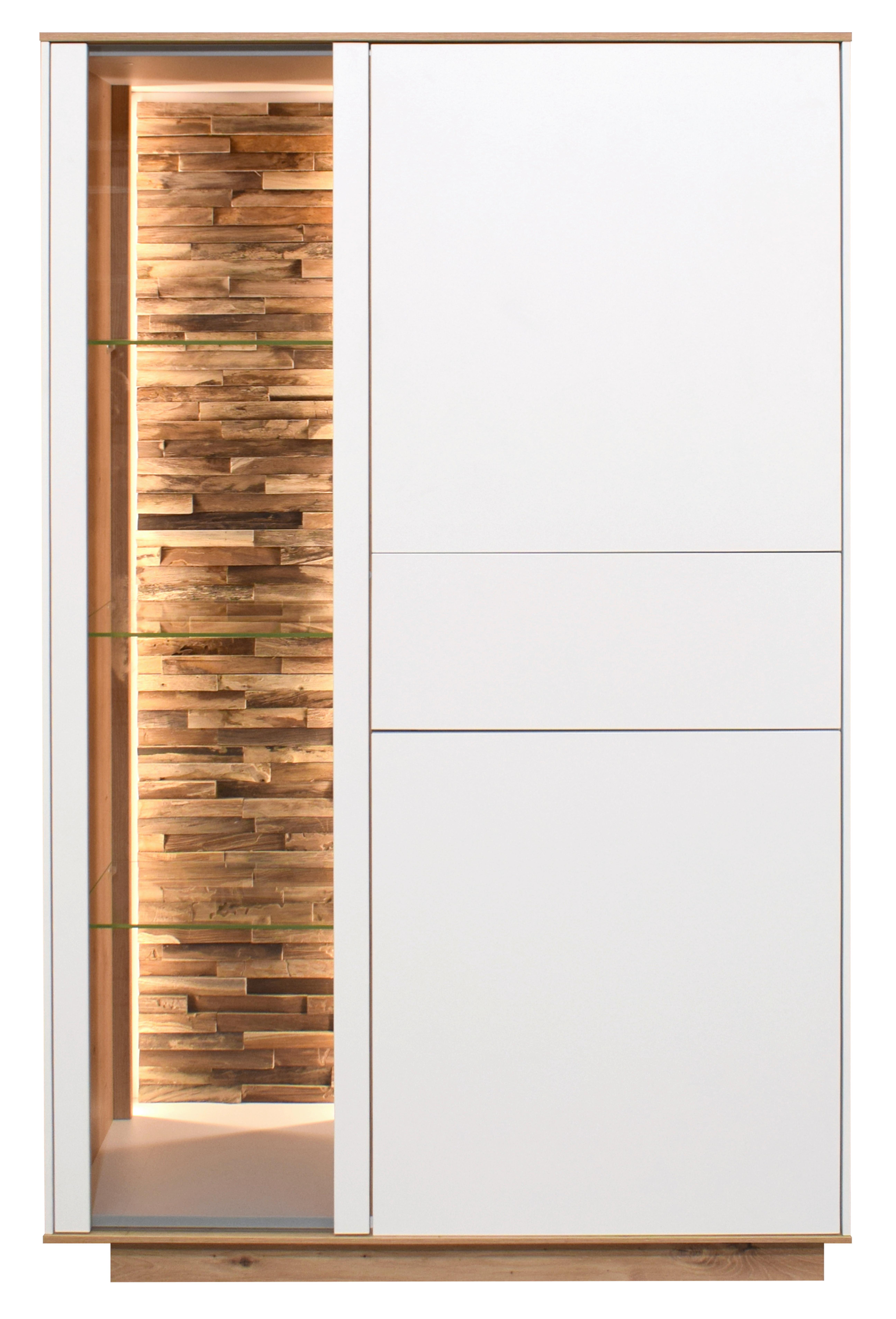 Highboard Halvar Weiß/Eiche Artisan - Weiß/Eiche Artisan, MODERN, Glas/Holz (101/152/42cm) - Premium Living