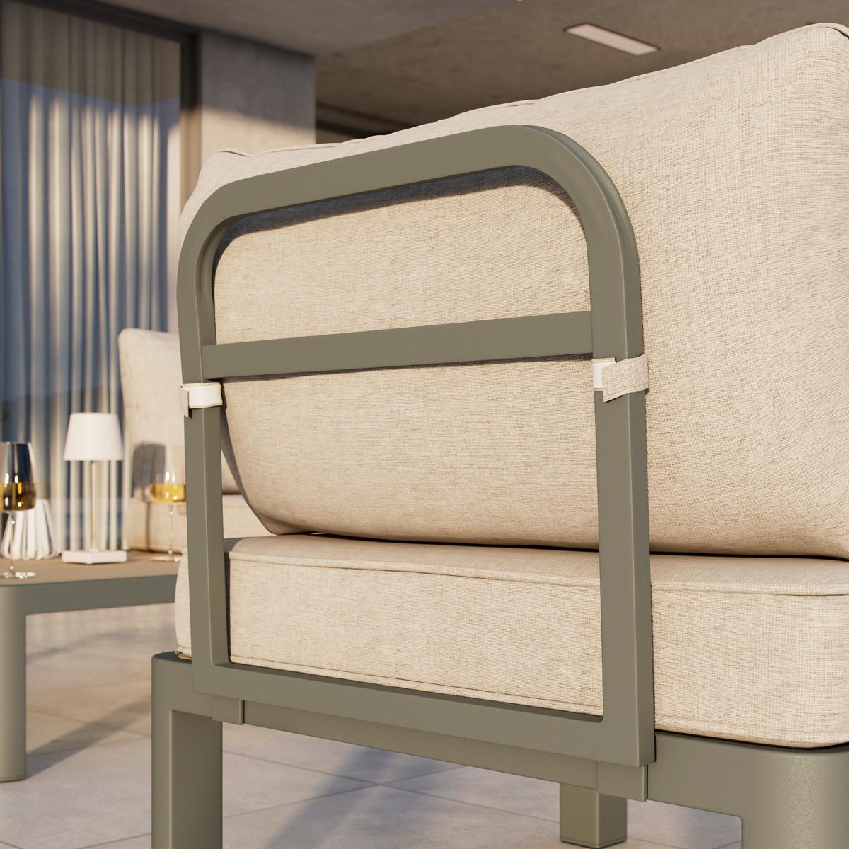 Loungegarnitur New York Grün/Beige Polywood® - Beige/Grau, MODERN, Kunststoff/Textil (300/70/222cm) - Mömax