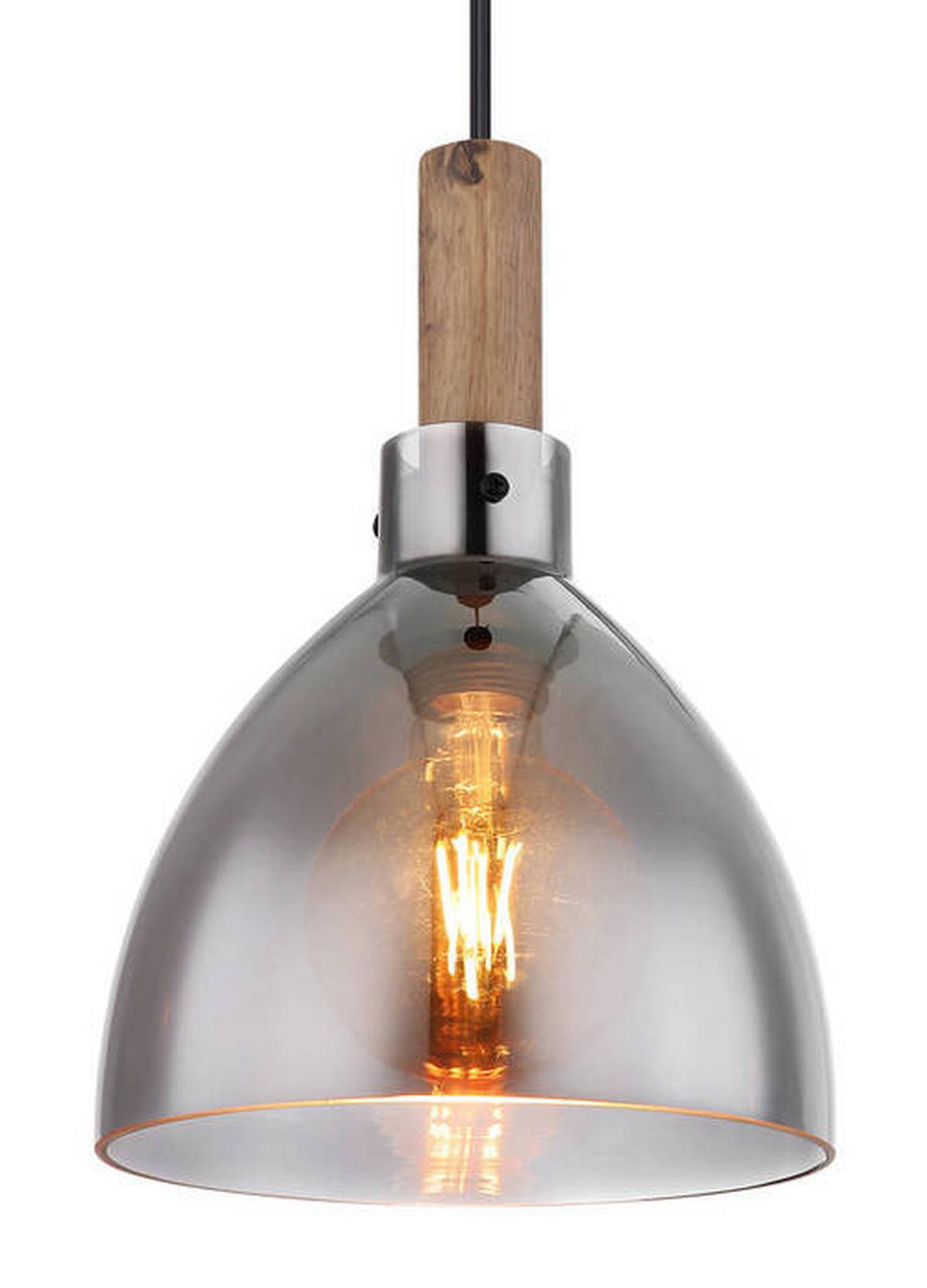 Hängeleuchte Mattea Schwarz max. 6 Watt - Schwarz, Design, Glas/Holzwerkstoff (20/120cm) - Globo