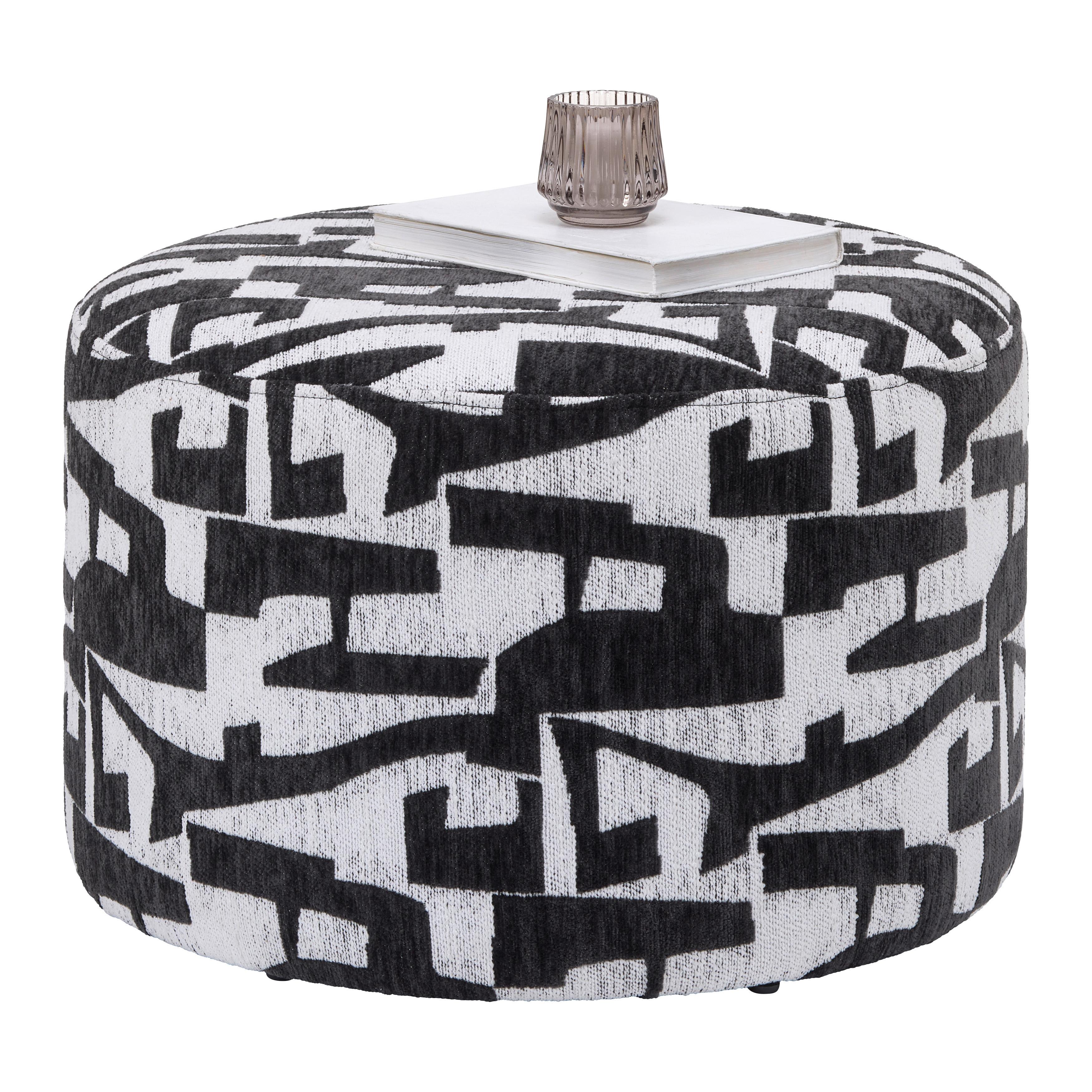Hocker Mila Schwarz/Weiß - Schwarz/Weiß, LIFESTYLE, Holzwerkstoff/Textil (52/33/52cm) - Mömax