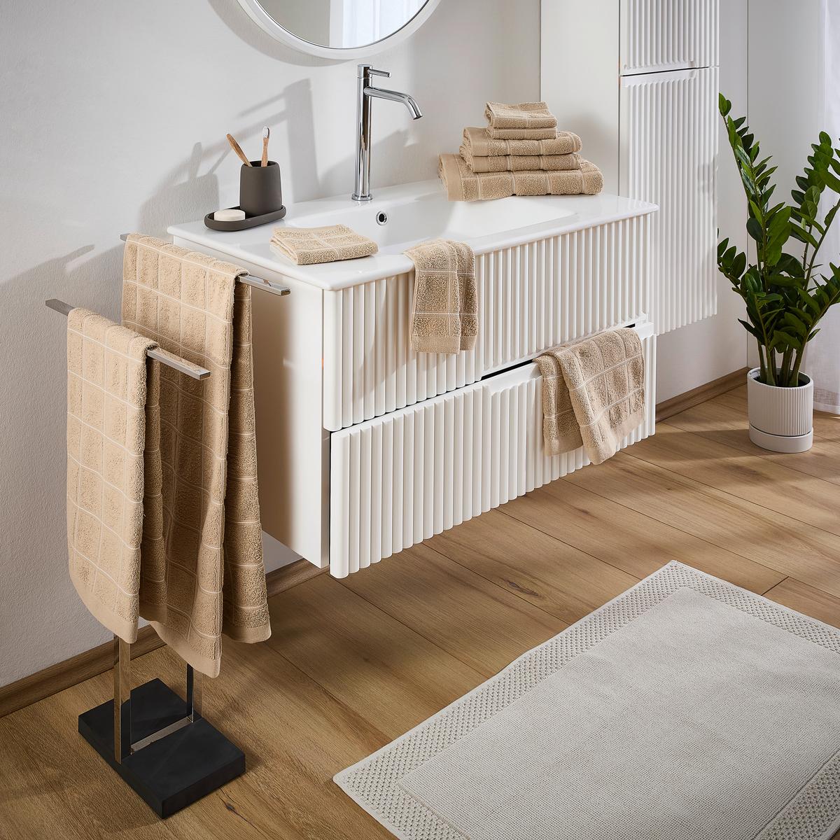 ZESTAW RĘCZNIKÓW FROTTE CHECK - karmel, Design, tkanina (30/50cm) - Esposa