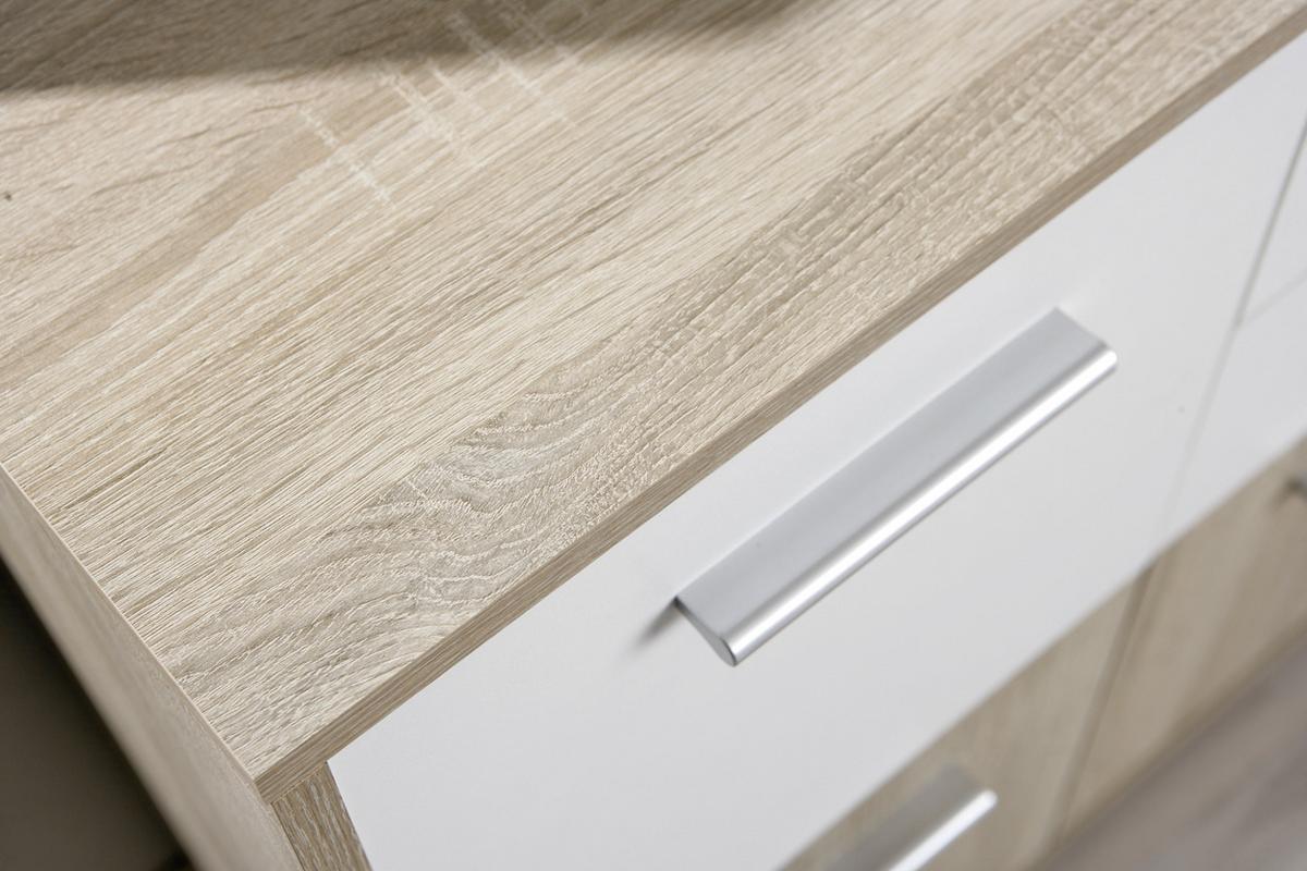 Kommode Eboli Weiß/Eiche - Weiß/Sonoma Eiche, Basics, Holzwerkstoff/Kunststoff (77/77/30cm) - MID.YOU