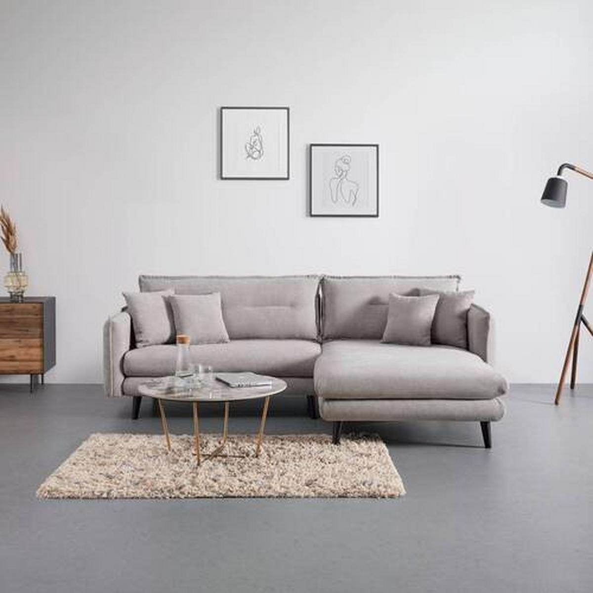 Sarokkanapé Dajana - világosszürke, Modern, textil/fa (251/102/173cm) - Bessagi Home