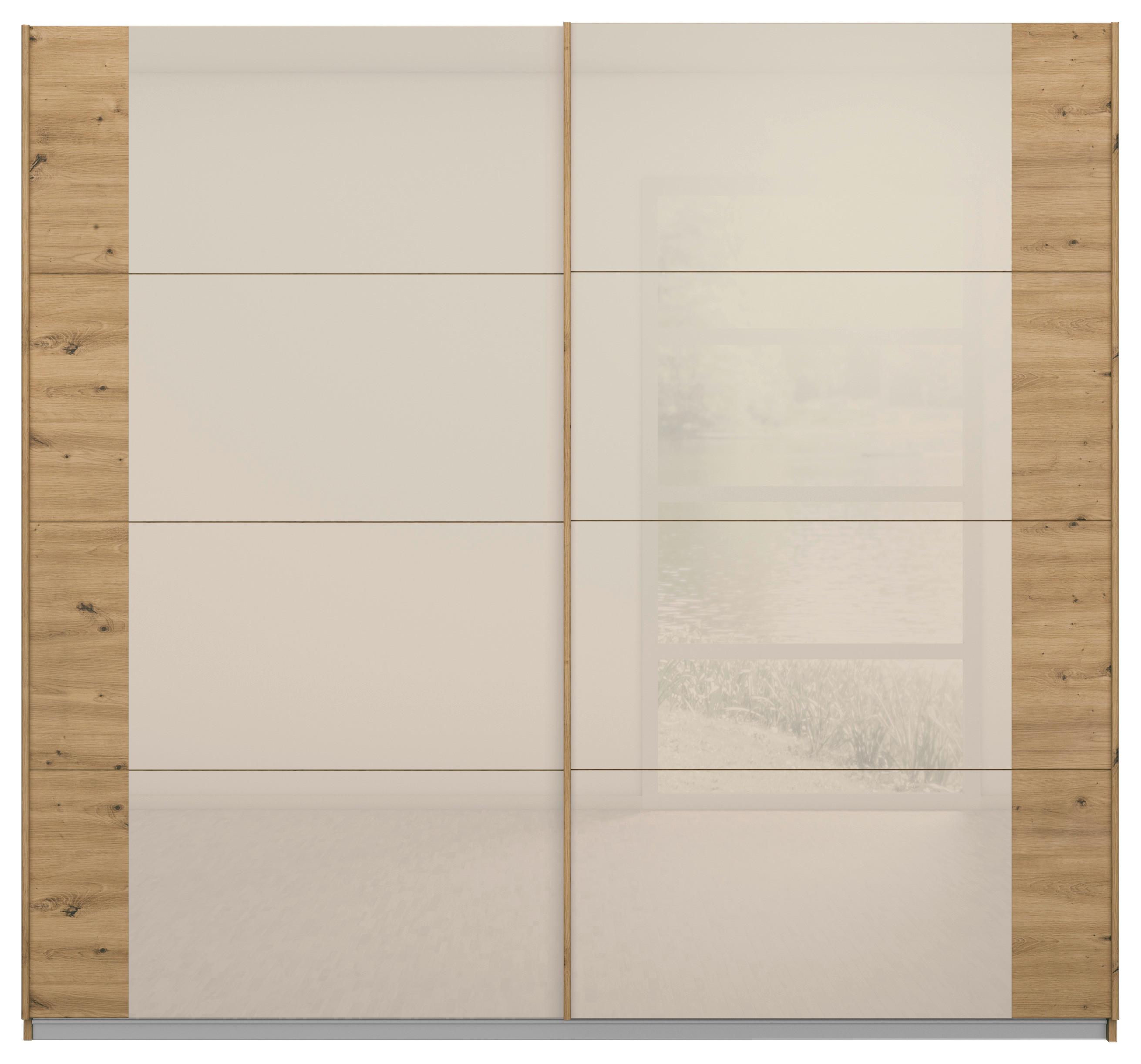 Ormar S Kliznim Vratima Artemis - hrast Artisan/boje šampanjca, Moderno, staklo/drvni materijal (225/210/62cm) - Modern Living