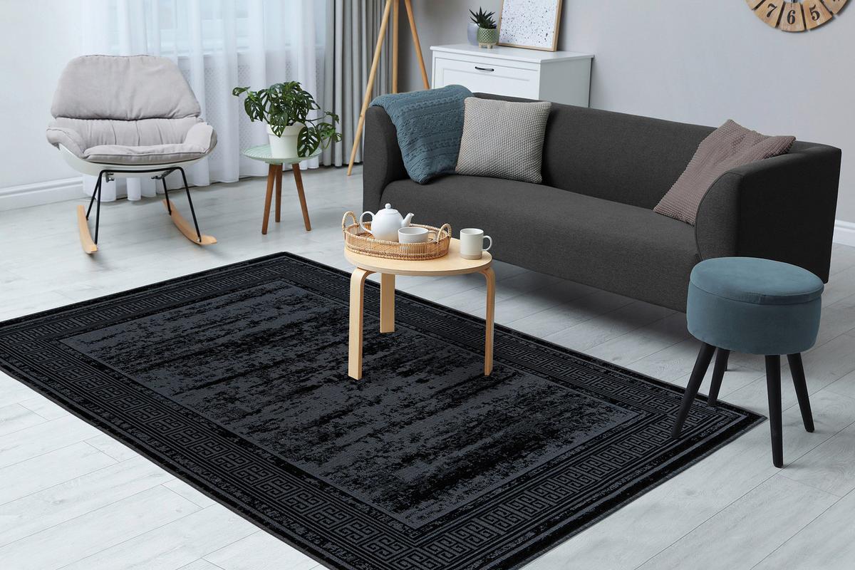 Flachwebeteppich Kalevi 300 - Schwarz, Konventionell, Textil (120/170cm) - Kayoom
