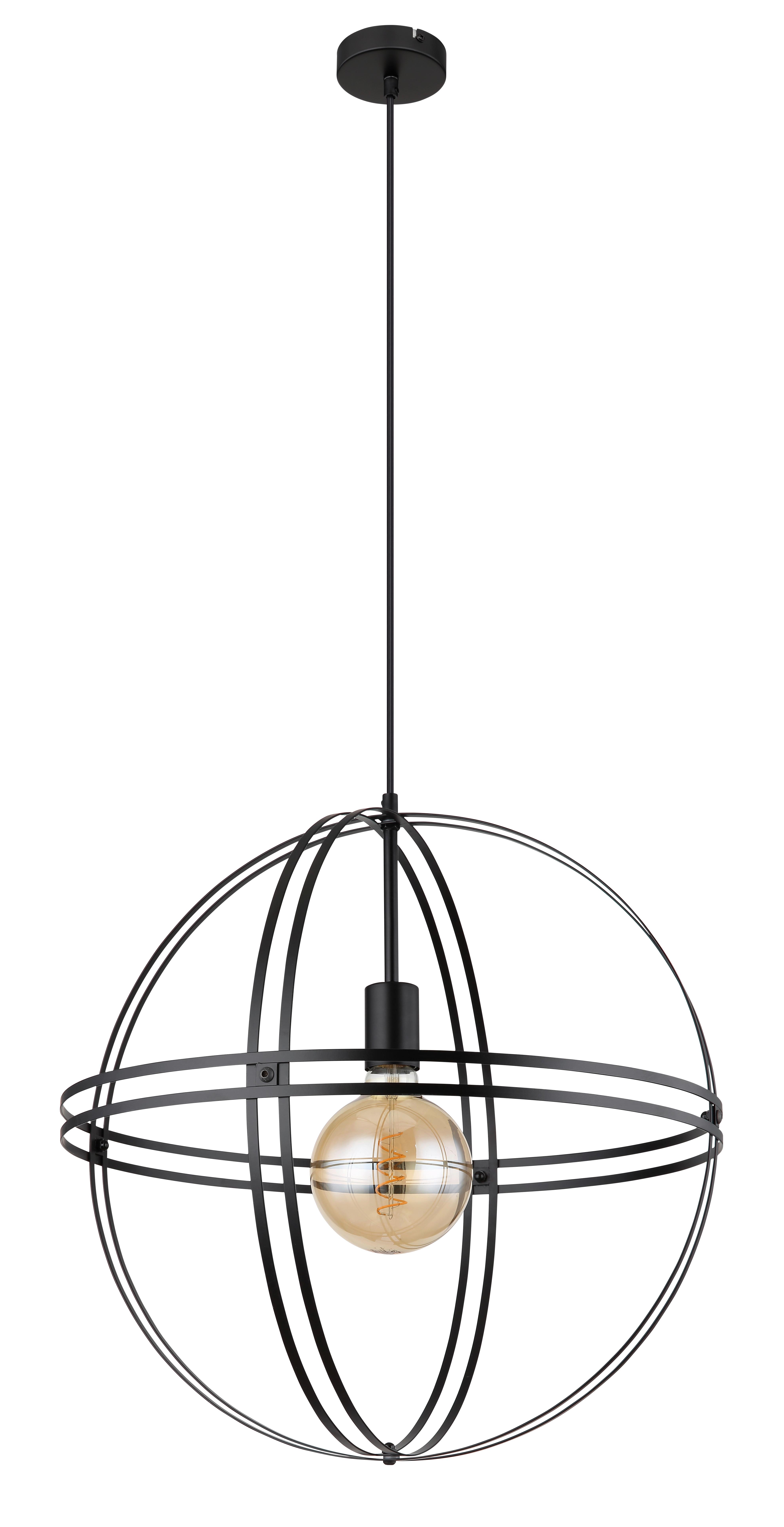 Hängeleuchte Tamara max. 60 Watt - Schwarz, Design, Metall (50/120cm) - Globo