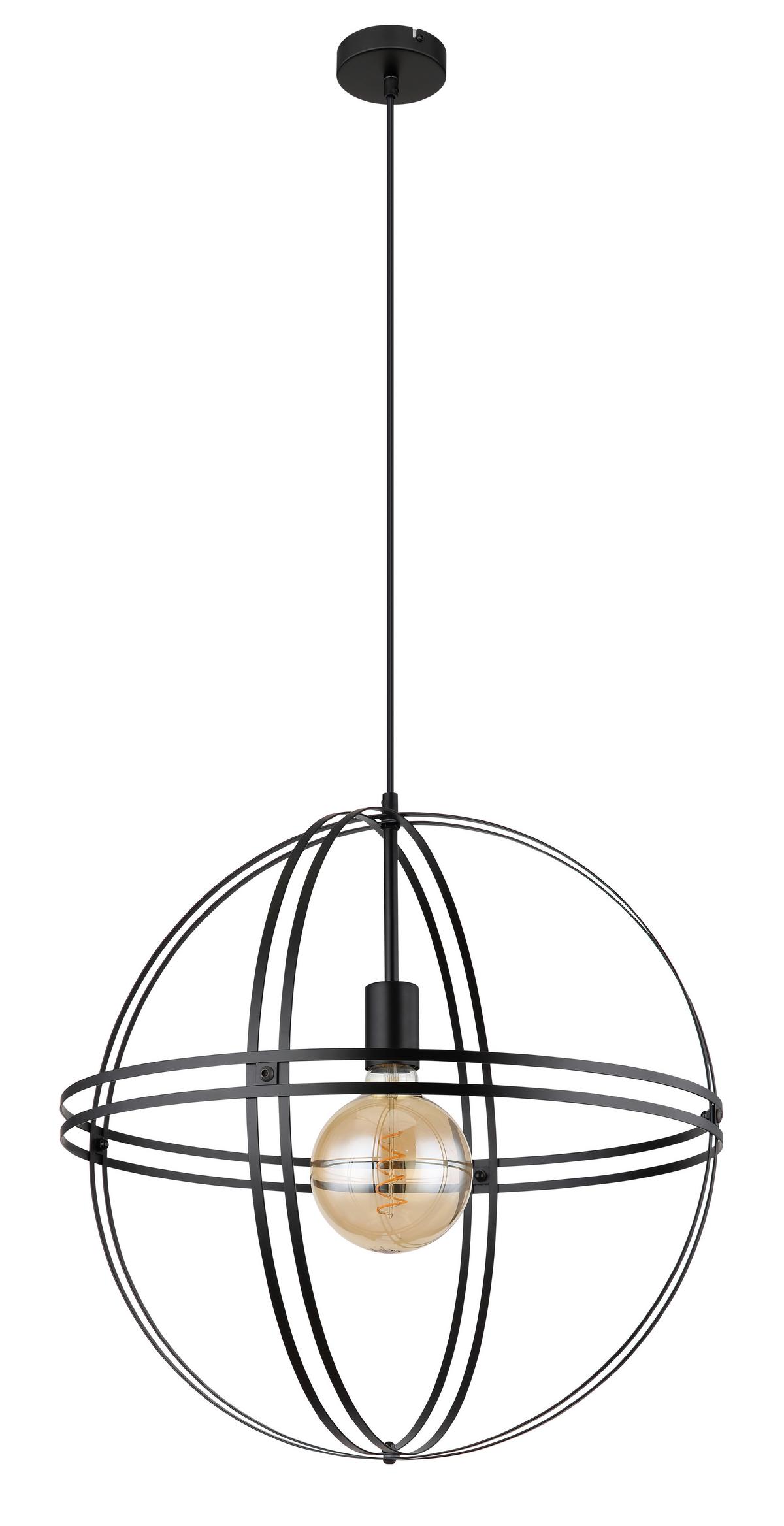 Hängeleuchte Tamara max. 60 Watt - Schwarz, Design, Metall (50/120cm) - Globo