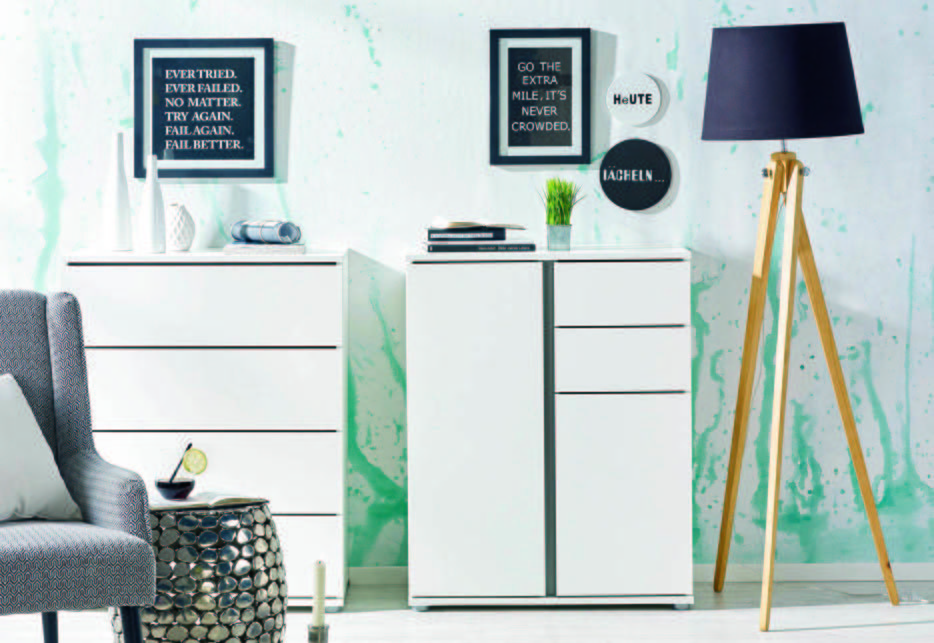 Kommode in Weiß - Weiß/Grau, MODERN, Holzwerkstoff/Kunststoff (75/95/43cm) - Modern Living