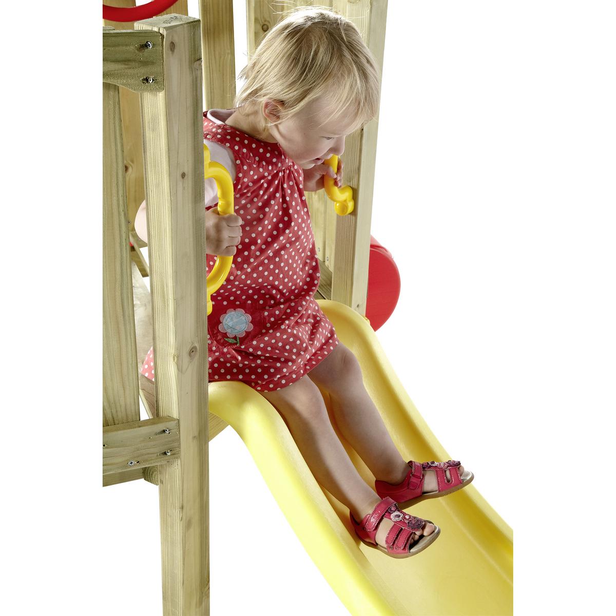Spielturm Plum aus Holz/Kunststoff - Fichtefarben/Gelb, Basics, Holz/Kunststoff (244/162/123cm)