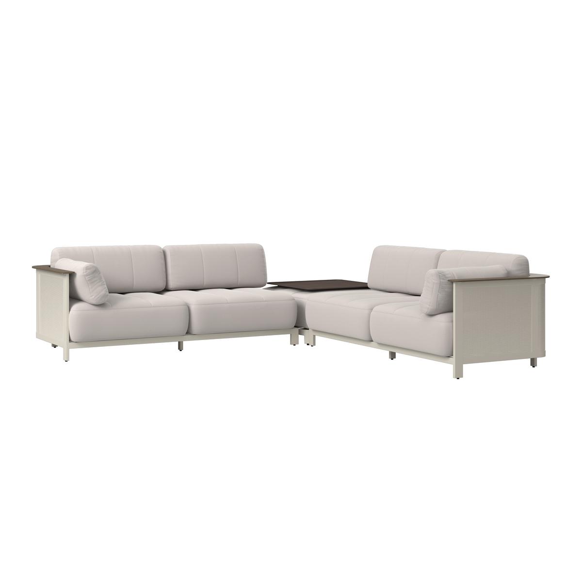 ENSEMBLE LOUNGE MARA - Weiss/Dunkelgrau, Modern, Kunststoff/Textil (269/269cm) - Bessagi Garden