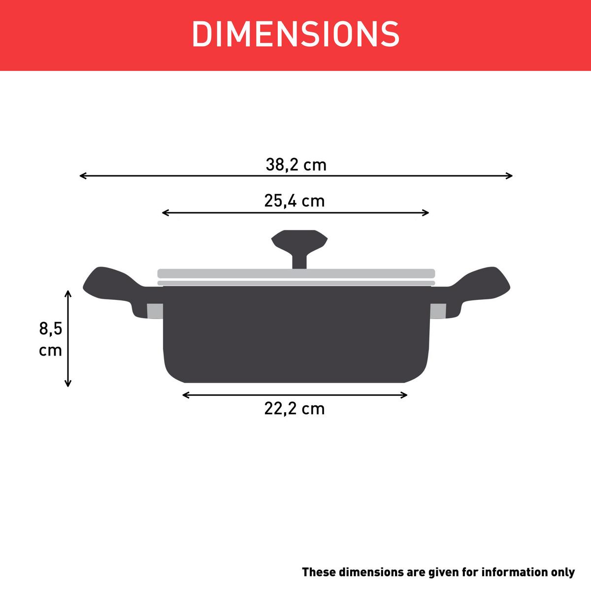 PATELNIA DO SERWOWANIA G74970 TEFAL - kolor stalowy, Basics, metal (38,7/10/25,6cm) - Tefal