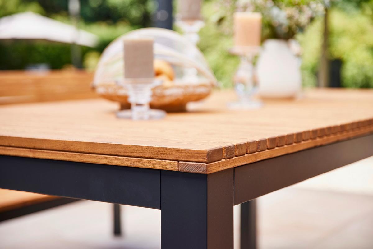 GARTENTISCH N86396 - Anthrazit/Robinienfarben, KONVENTIONELL, Holz/Metall (220/100/76cm) - Siena Garden