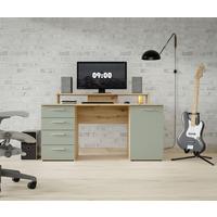 Masă de scris NET - verde salvie/culoare lemn stejar, Modern, plastic/metal (145/90,7/60cm) - Modern Living