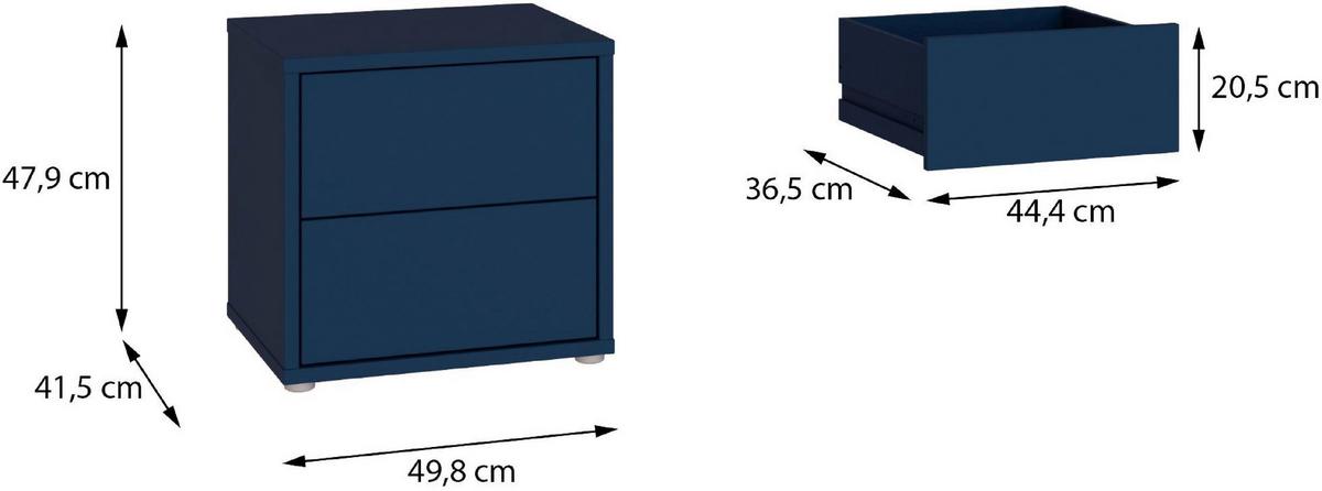 Nočna Omarica Alice, Temno Modra - srebrne barve/temno modra, Trend, umetna masa/leseni material (50/48/42cm) - Carryhome