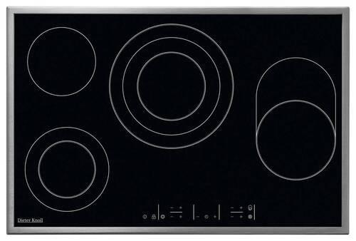 Glaskeramikkochfeld DKEV86458XB - Edelstahlfarben/Schwarz, Basics, Glas/Metall (76,6/50,6cm) - Dieter Knoll