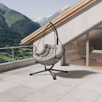 Hängesessel Rom Anthrazit//Walnuss - Anthrazit/Walnussfarben, MODERN, Textil/Metall (100/191/120cm) - Mömax