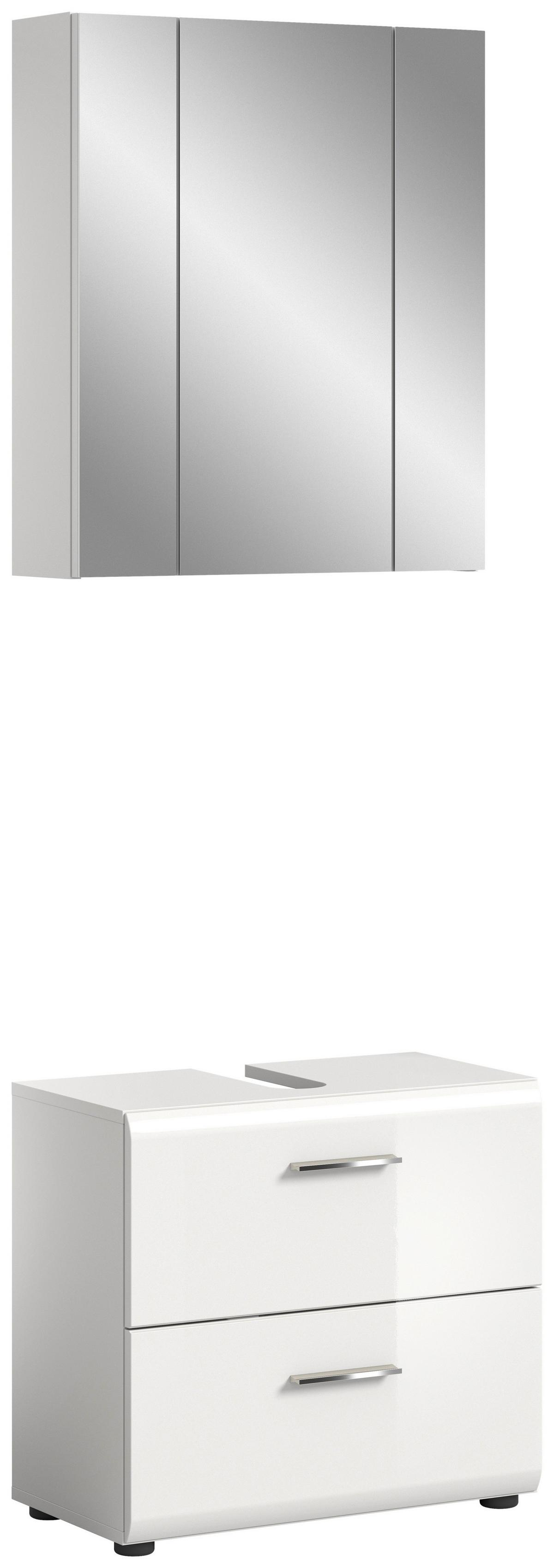 Kopalnica Ice, Bela - srebrne barve/črna, Moderno, umetna masa/steklo (60cm) - MID.YOU
