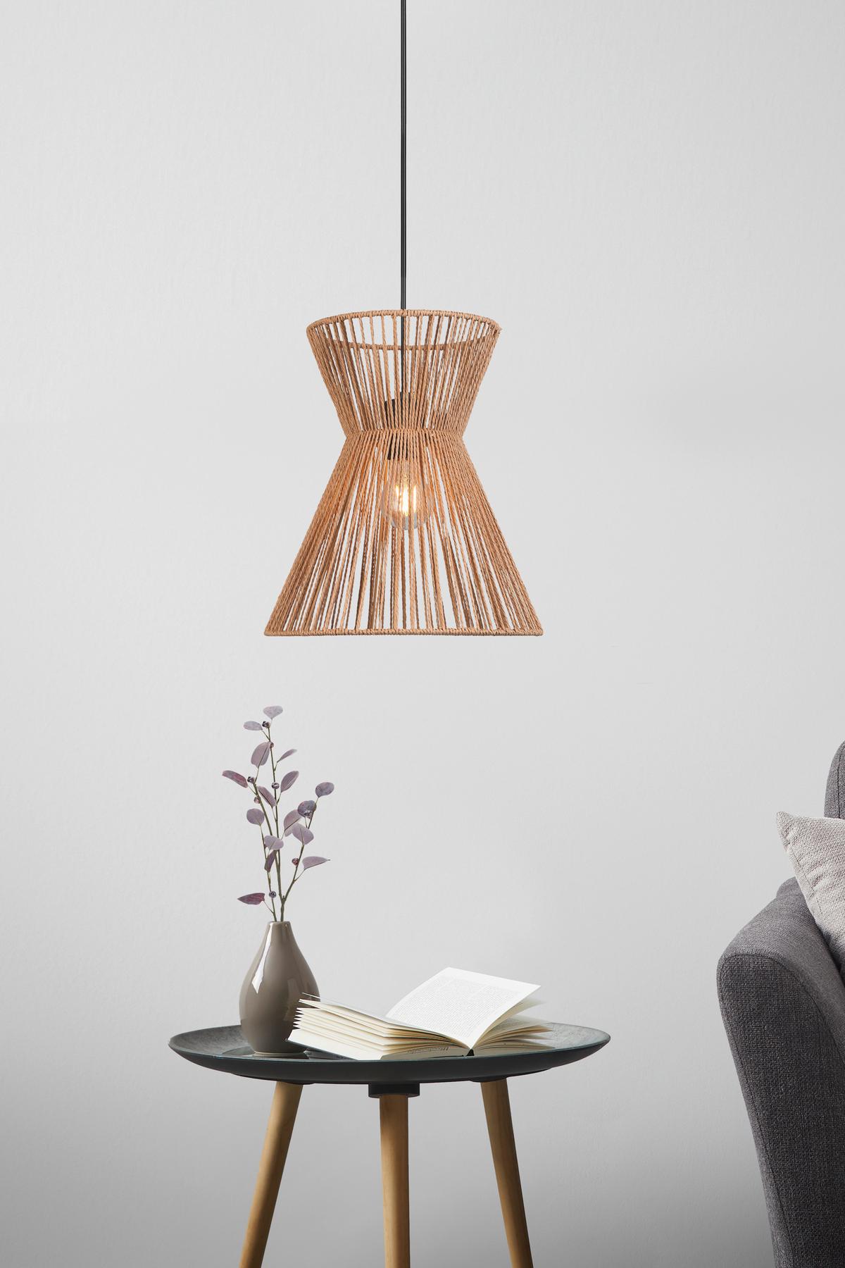 Hängeleuchte Naturm in Naturfarben max. 25 Watt - Schwarz/Naturfarben, KONVENTIONELL, Papier/Metall (30/120cm) - Mömax