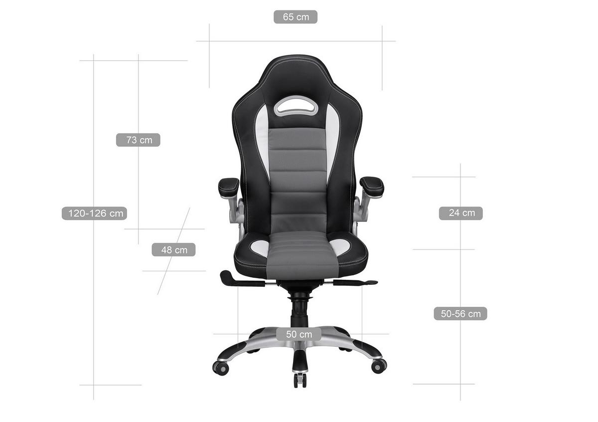 Gaming Stol Racing - siva/črna, Moderno, umetna masa/tekstil (70/120/70cm) - MID.YOU