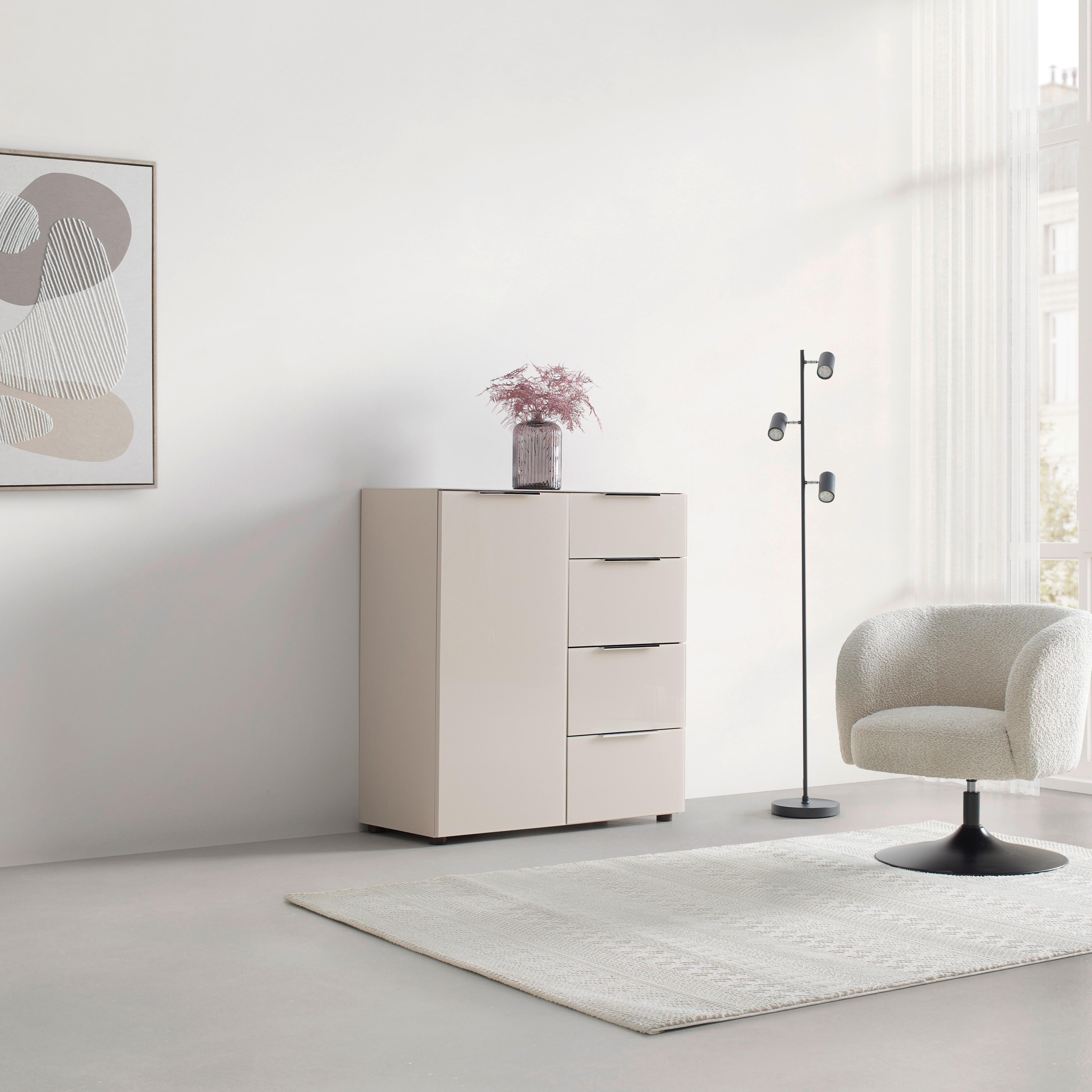 Kommode Siena Kaschmir - Chromfarben/Kaschmir, Modern, Glas/Holzwerkstoff (90/99/40cm) - Mömax