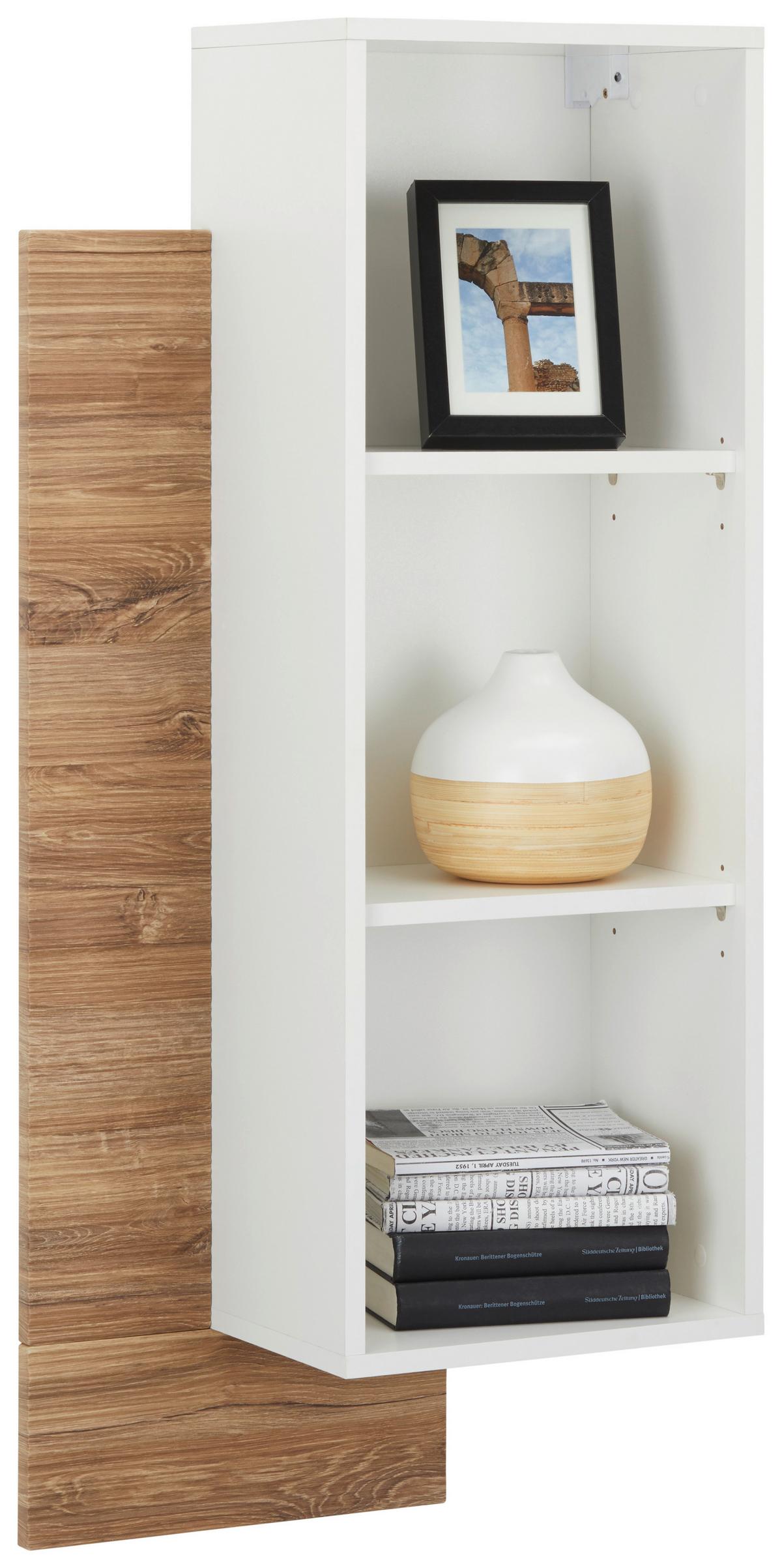 Raft de perete Leonardo - alb/culoare lemn stejar, Modern, material pe bază de lemn (50/97/25cm) - Modern Living