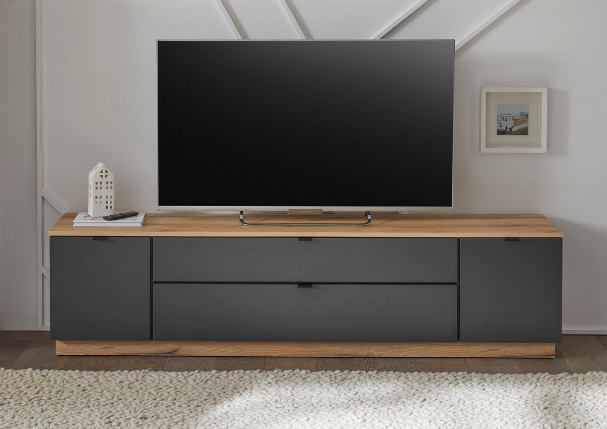 Tv-element Vince Ii, Antracit, Barva Hrasta - črna/barve hrasta, Trend, umetna masa/leseni material (185/47/38cm) - Livetastic