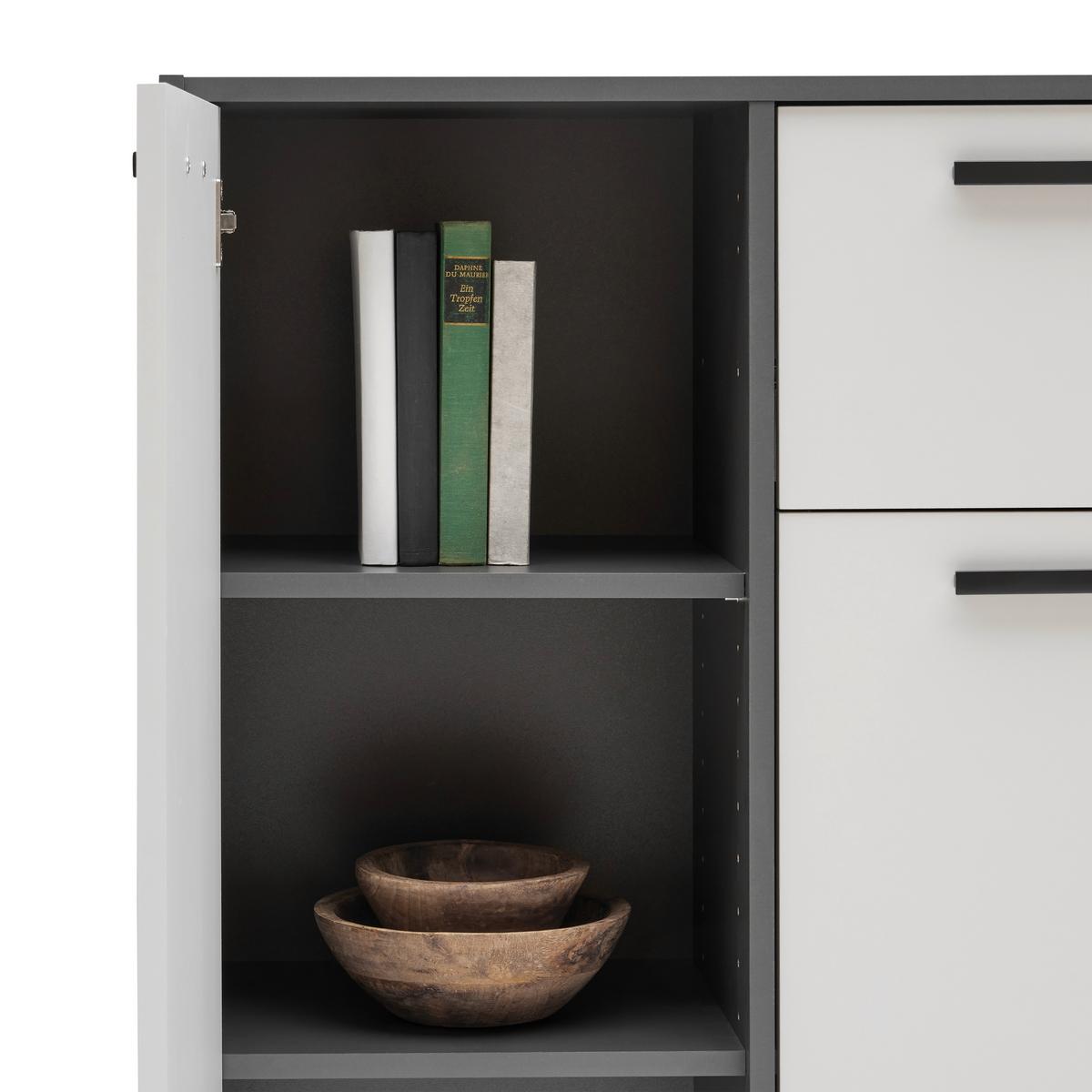Kommode Ibiza Anthrazit/Weiß - Schwarz, KONVENTIONELL, Holzwerkstoff/Kunststoff (107/92/33cm) - Mömax