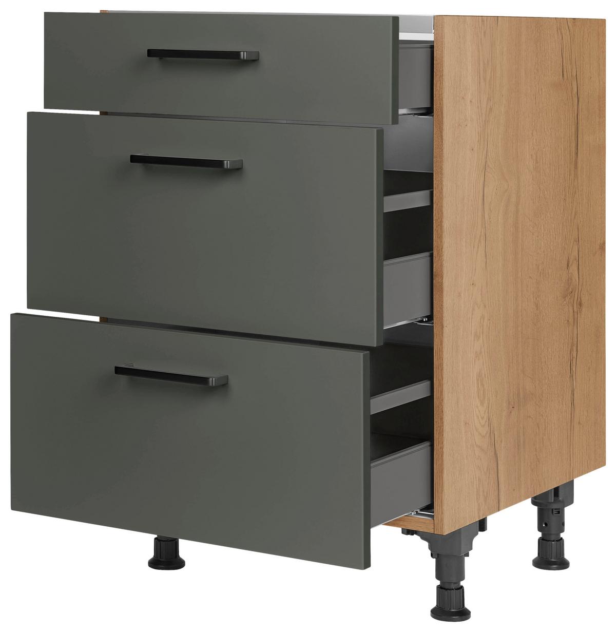 Kochfeldumbauschrank Easytouch Grün - Eichefarben/Schwarz, MODERN, Holzwerkstoff/Metall (60,0/87,0/56,0cm) - Nobilia