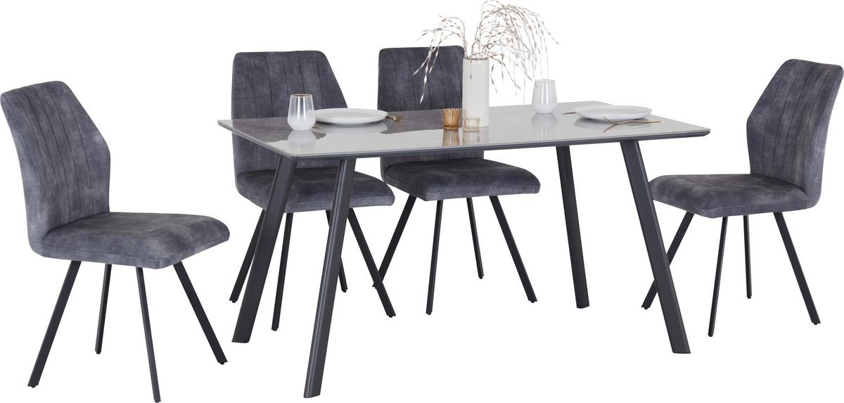 Jedilna Miza George, Črna, Siva, 140x80 - siva/črna, Konvencionalno, kovina/leseni material (140/76/80cm) - Mömax