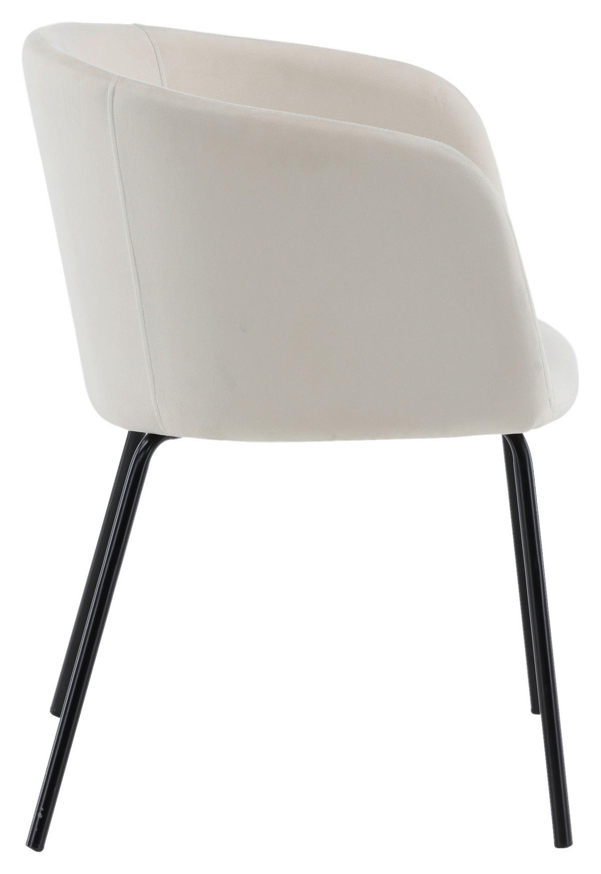 Stuhl Berit ca. 55x78x55 cm Weiß - Beige/Schwarz, Design, Holz/Textil (55/78/55cm) - Livetastic
