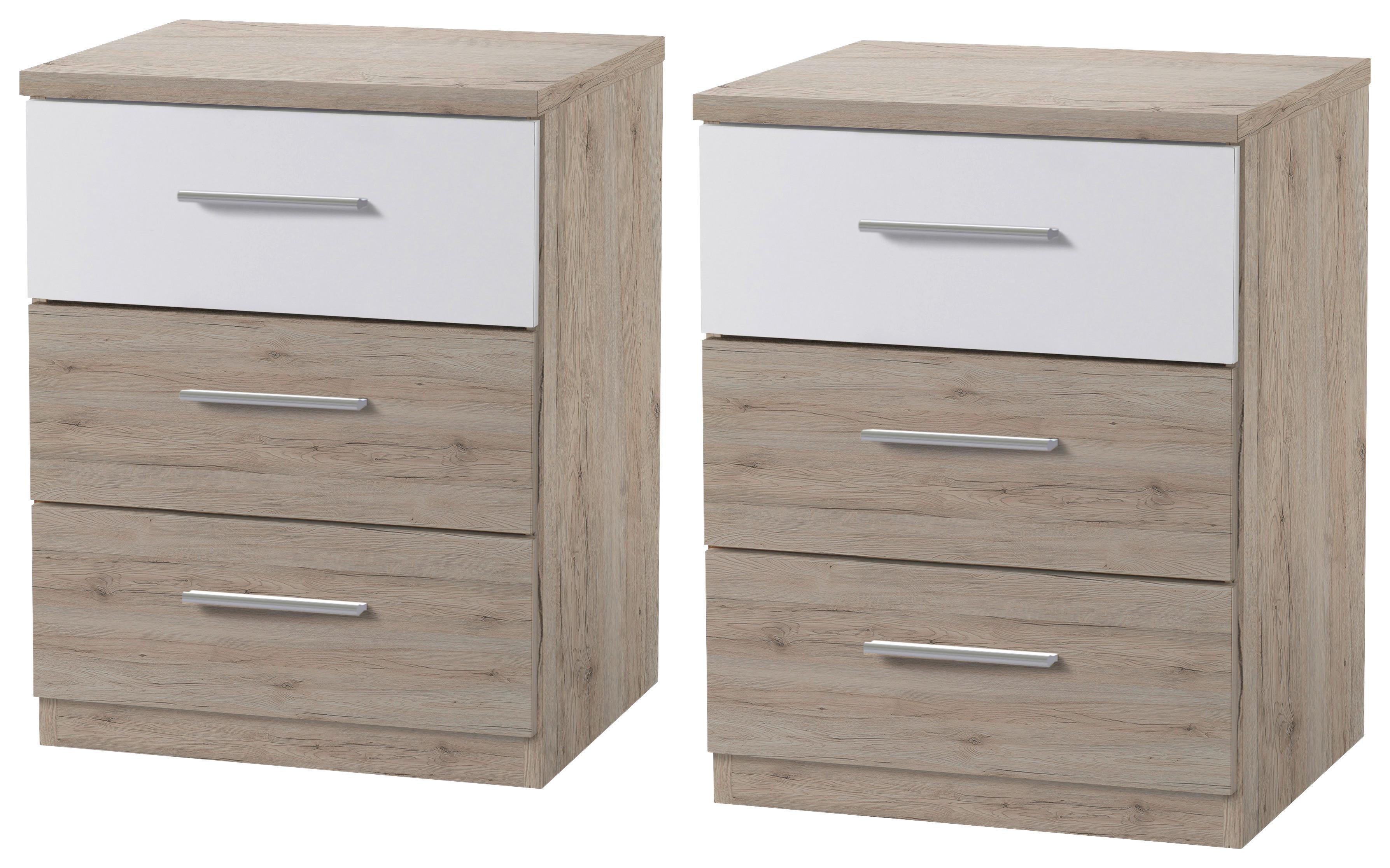 Éjjeliszekrény 2db-os Szett Mars - tölgyfa/fehér, Modern, faalapú anyag (46/56/41cm)