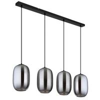 HÄNGELEUCHTE 15794-4H JEFREY - Schwarz/Grau, Basics, Glas/Kunststoff (100/18/120cm) - Globo