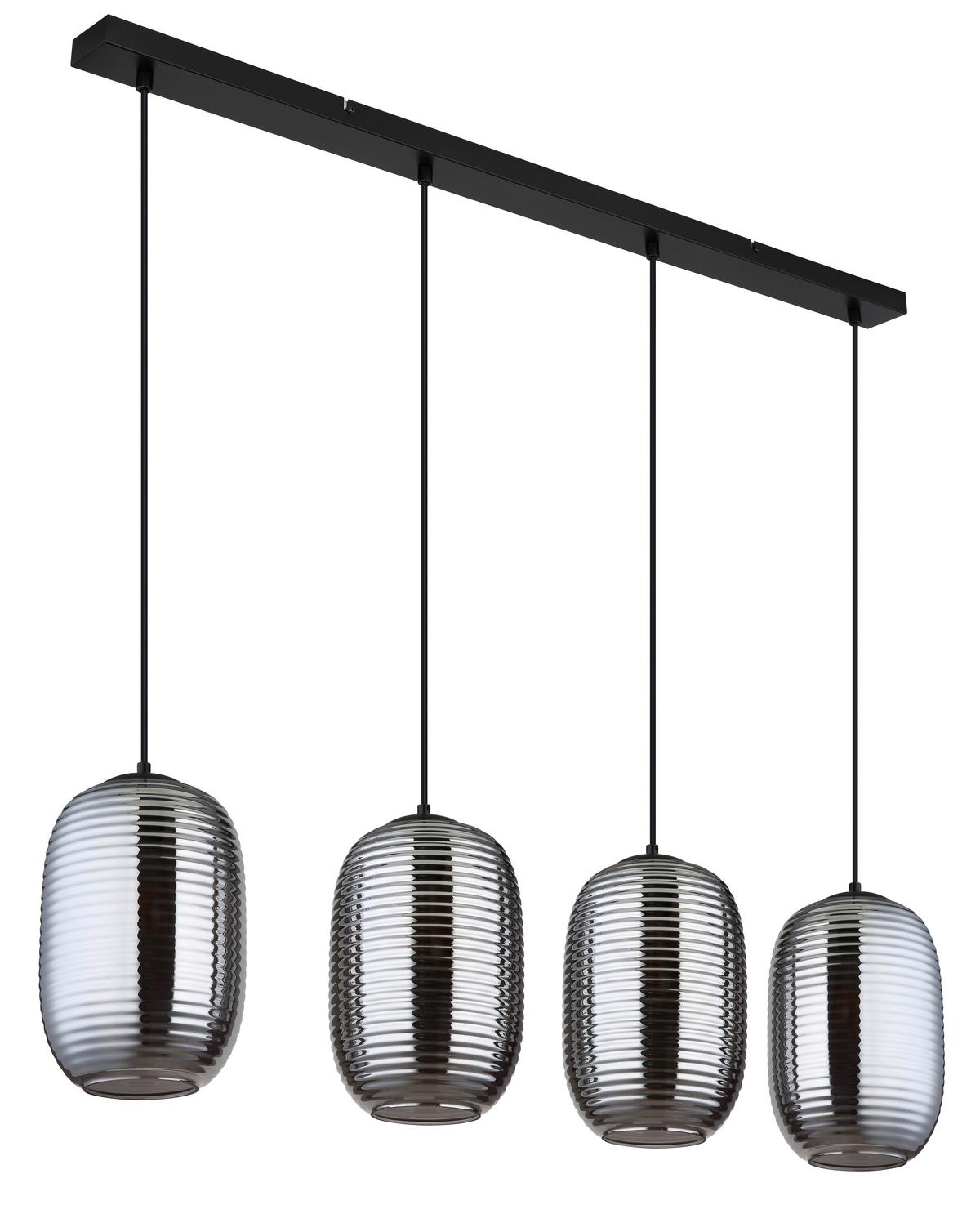 HÄNGELEUCHTE 15794-4H JEFREY - Schwarz/Grau, Basics, Glas/Kunststoff (100/18/120cm) - Globo