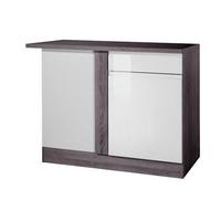 Eckunterschrank in Weiss/Eiche 'Cardiff' - Weiß Hochglanz/Grau, Basics, Holzwerkstoff (110/85/60cm) - Held