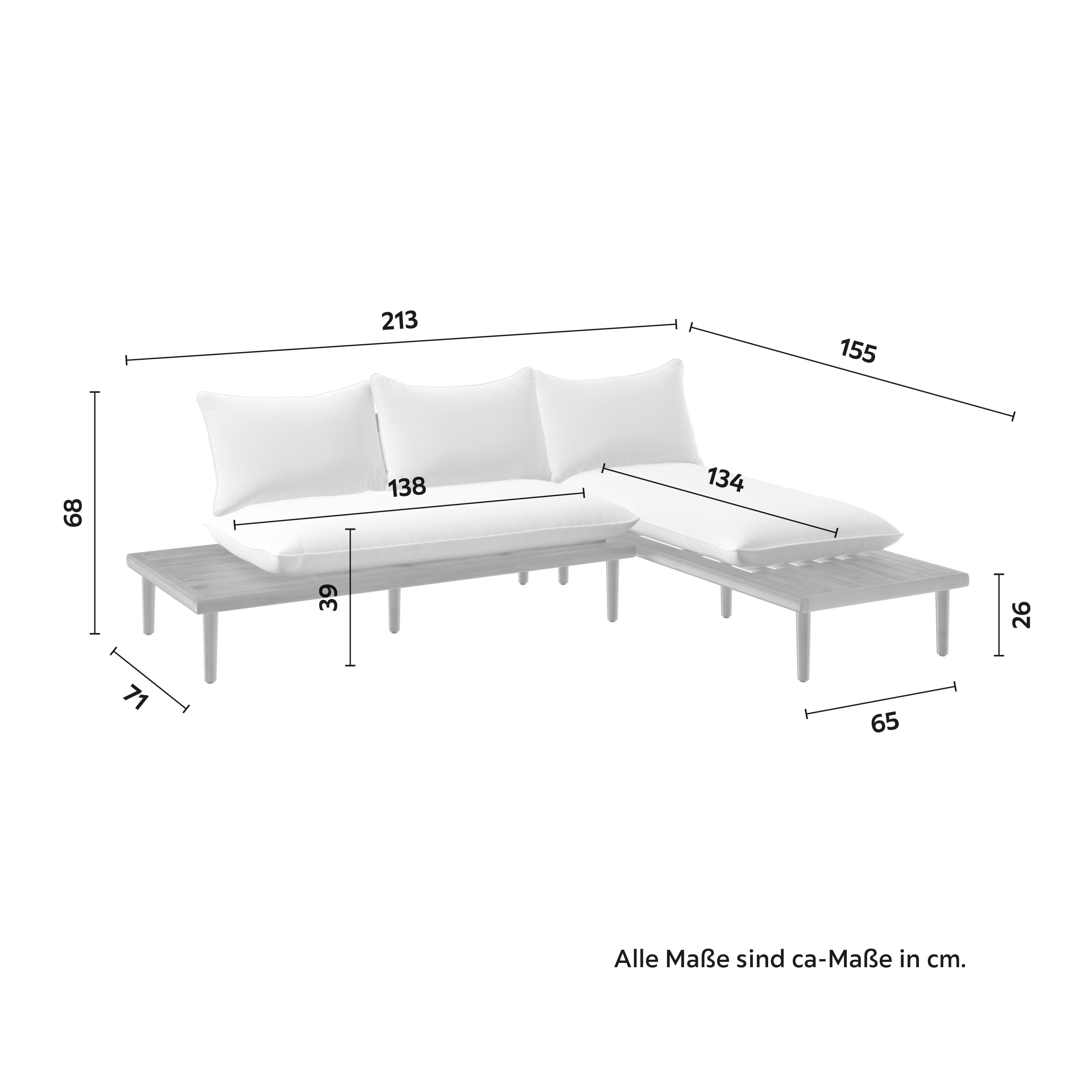 LOUNGEGRUPP DONA - teakfärg/ekfärgad, Modern, trä/textil (213/68/71cm) - Bessagi Garden