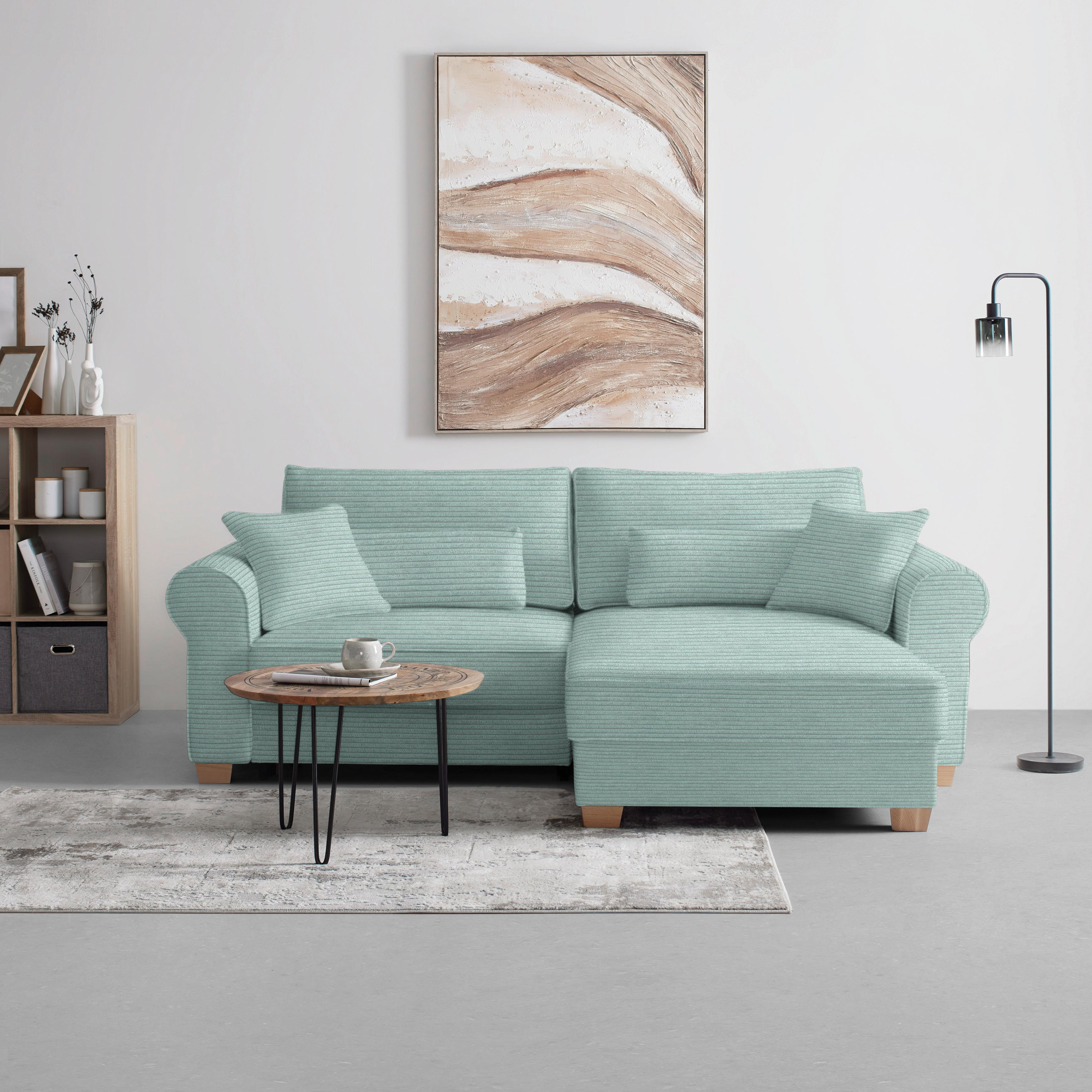 Wohnlandschaft Angelo Salbeigrün - Salbeigrün, MODERN, Holz/Holzwerkstoff (255/92/185cm) - Mömax