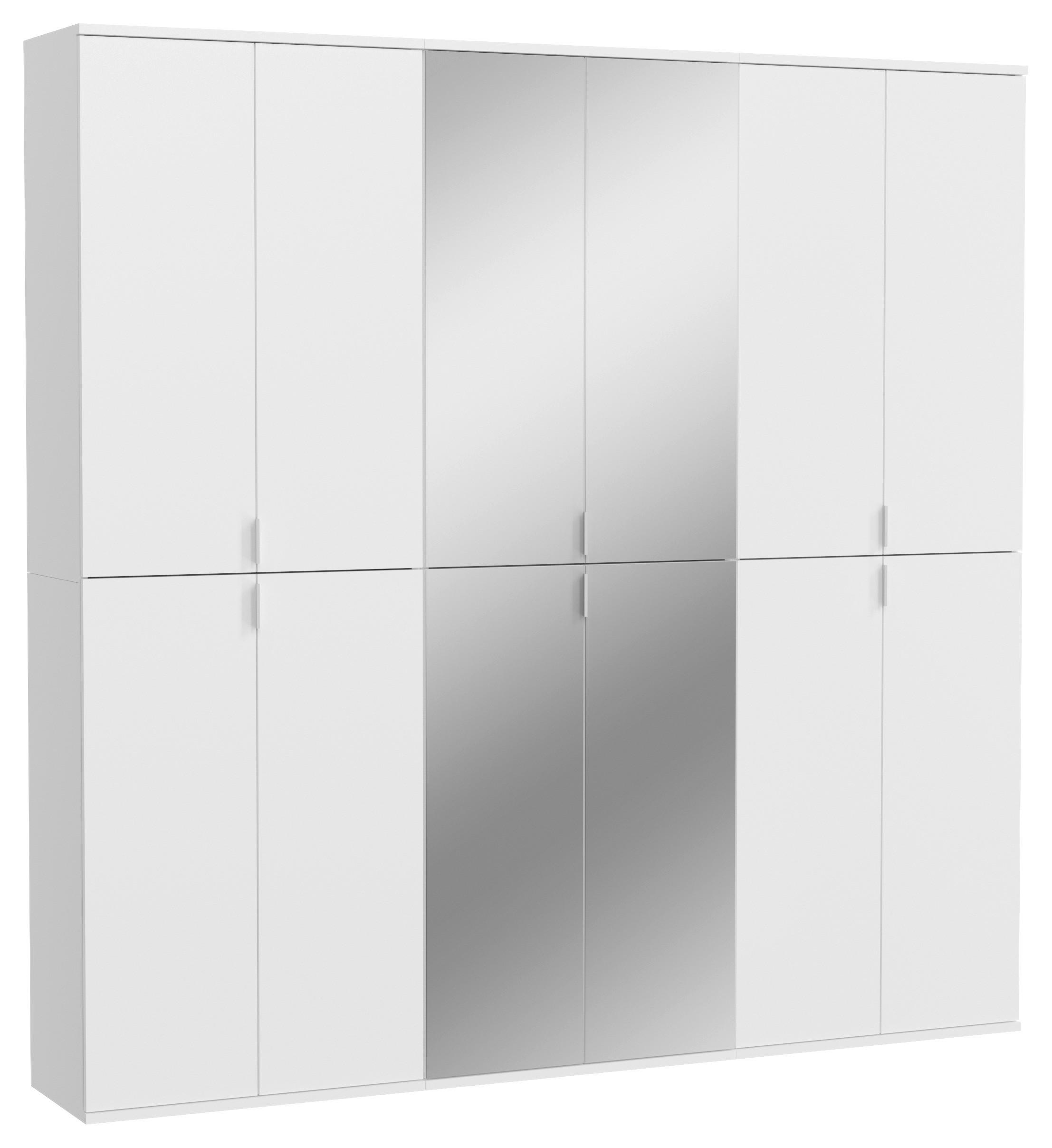 Omara S Klasičnimi Vrati Projekt X - barve kroma/bela, Moderno, kovina/steklo (183/193/34cm) - MID.YOU