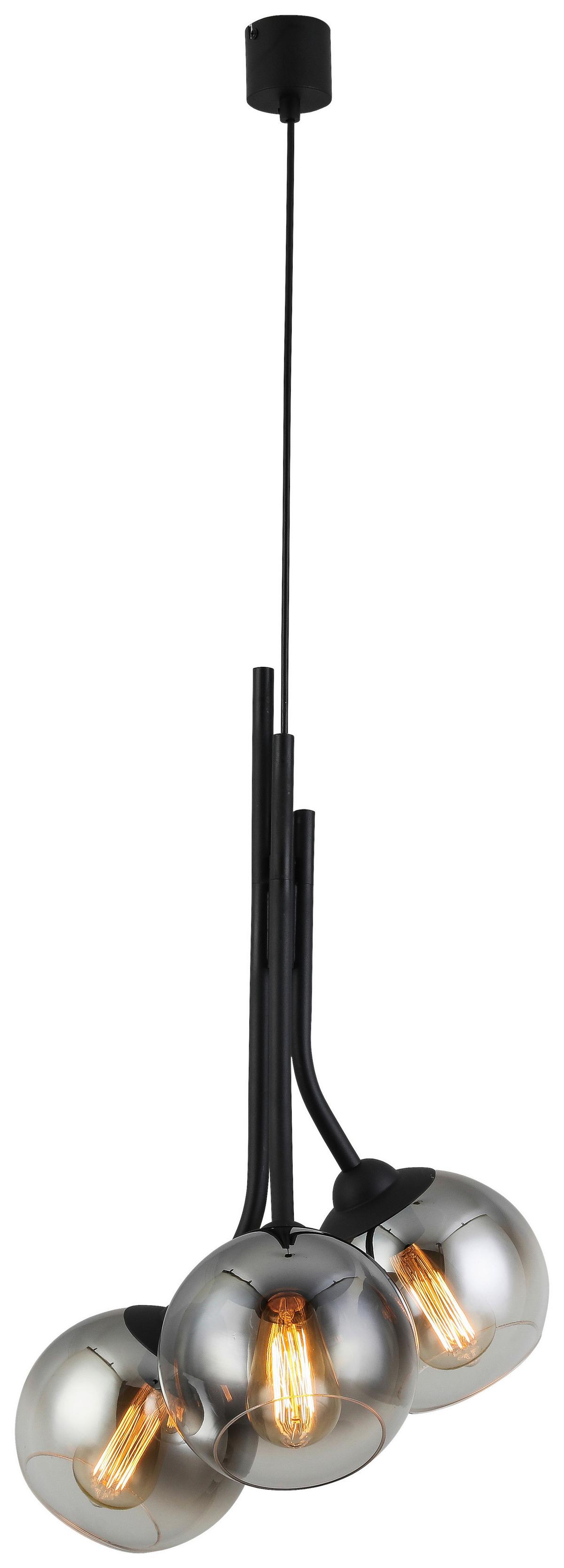 Függőlámpa Kian - fekete, Modern, műanyag/Üveg (40/120cm) - Visiona