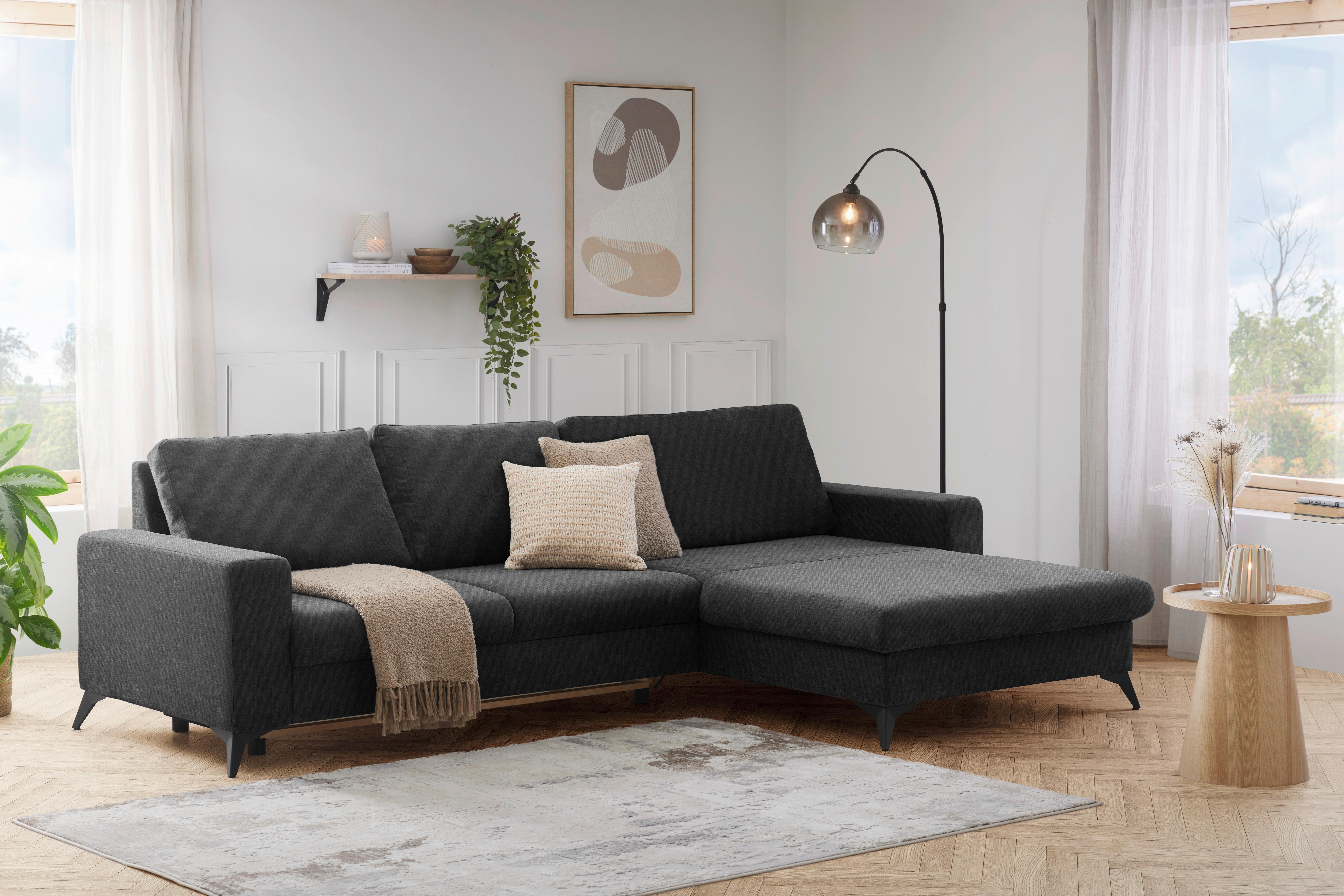 Kutna Garnitura Sunny - crna, Moderno, tekstil (290/87/178cm) - Mömax