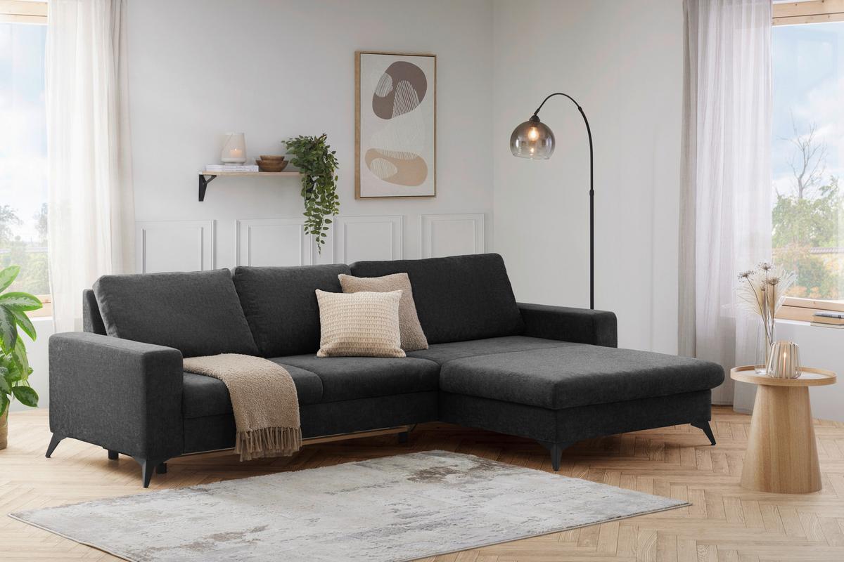 Kutna Garnitura Sunny - crna, Moderno, tekstil (290/87/178cm) - Mömax