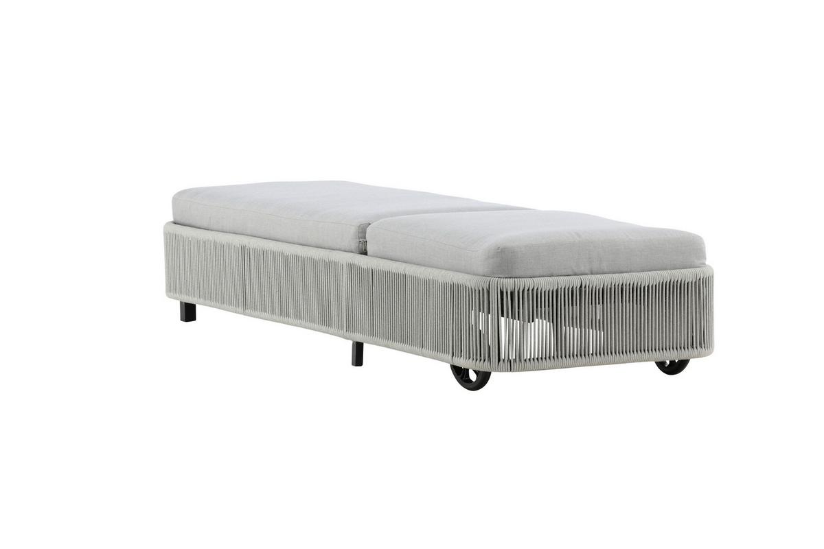 SONNENLIEGE VIRYA - Schwarz/Grau, KONVENTIONELL, Textil/Metall (75/32/205cm) - Gardenson