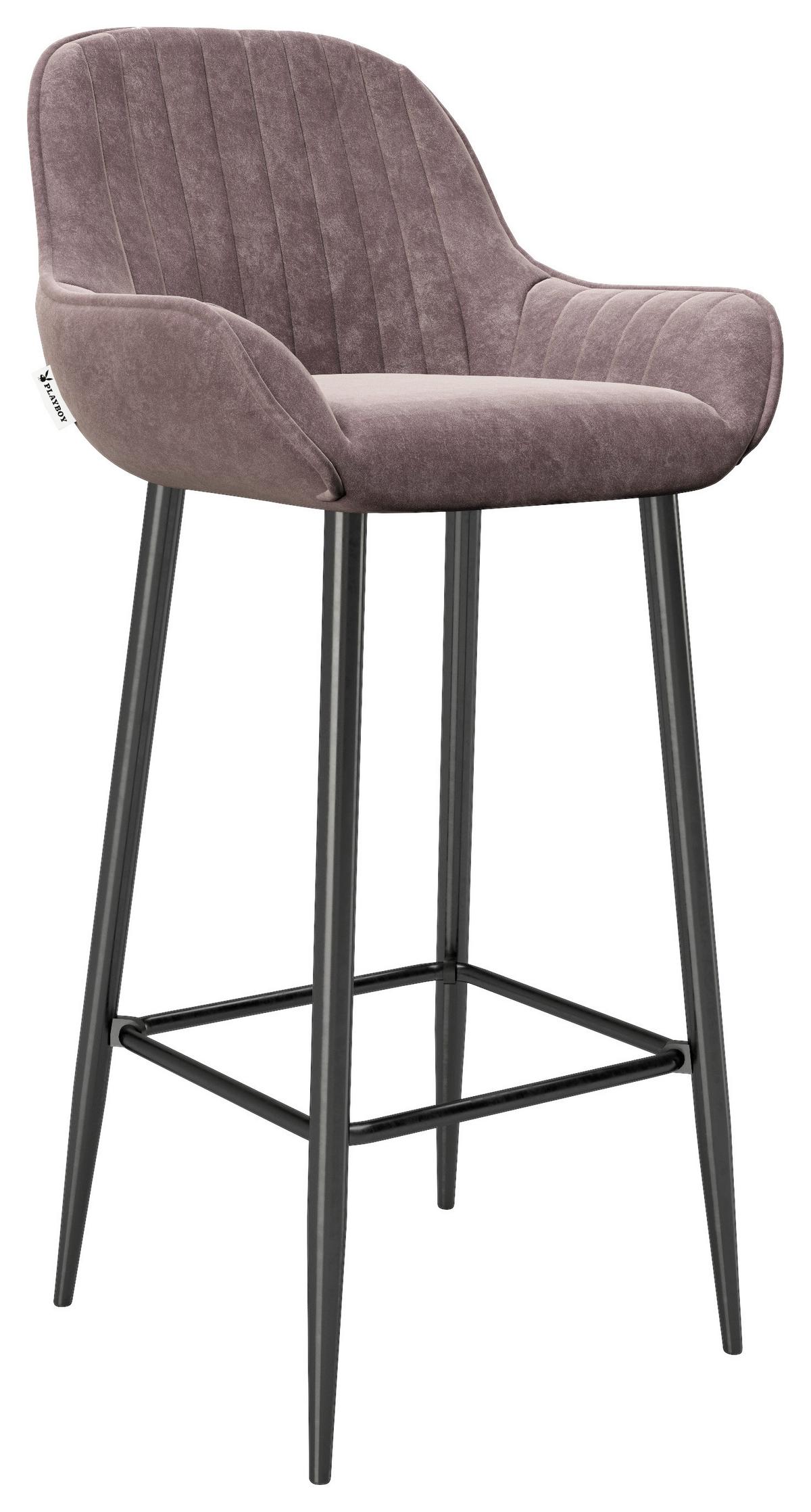PLAYBOY Barhocker Marilyn 2er-Set Samt Rosa/Schwarz - Schwarz/Rosa, MODERN, Textil/Metall (49/100/46cm) - Playboy