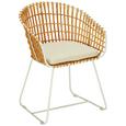 Stuhl Natur/Weiß - Creme/Naturfarben, MODERN, Holz/Metall (56/80/44/56cm) - Modern Living