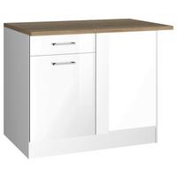 Eckunterschrank Mailand Weiß Hochglanz - Weiß Hochglanz/Silberfarben, MODERN, Holzwerkstoff/Metall (110/85/60cm) - Held