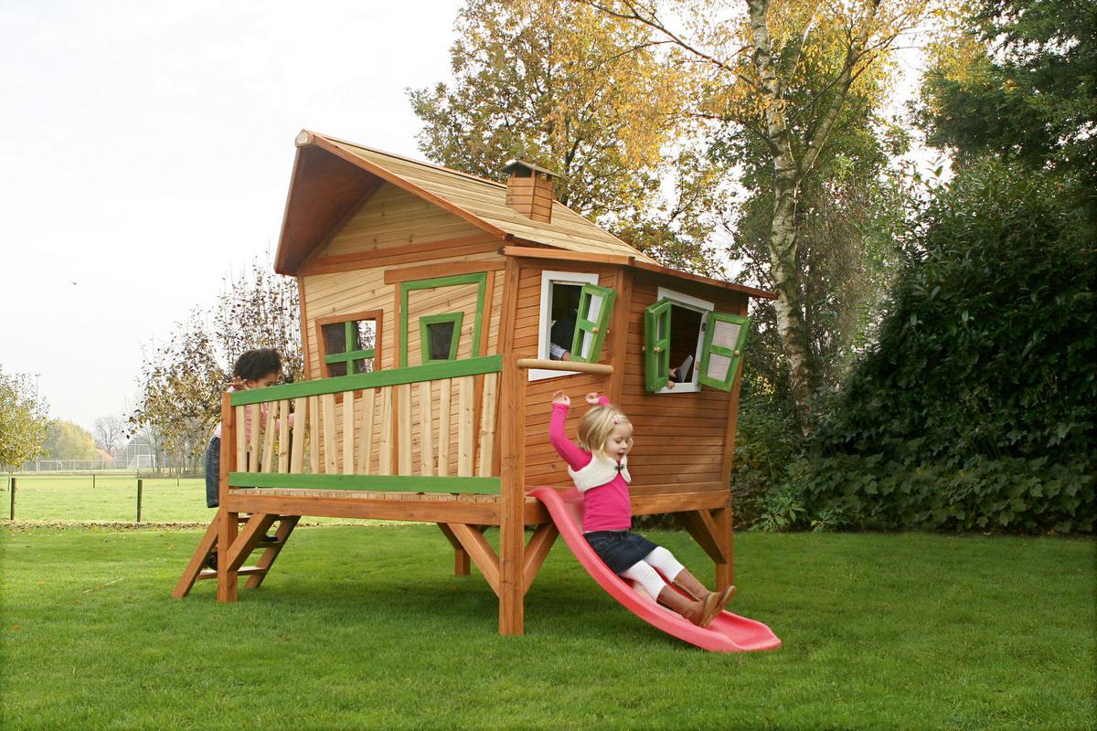 Spielhaus Emma aus Zedernholz Massiv - Rot/Braun, Basics, Holz (345/229/180cm) - Ambia Garden
