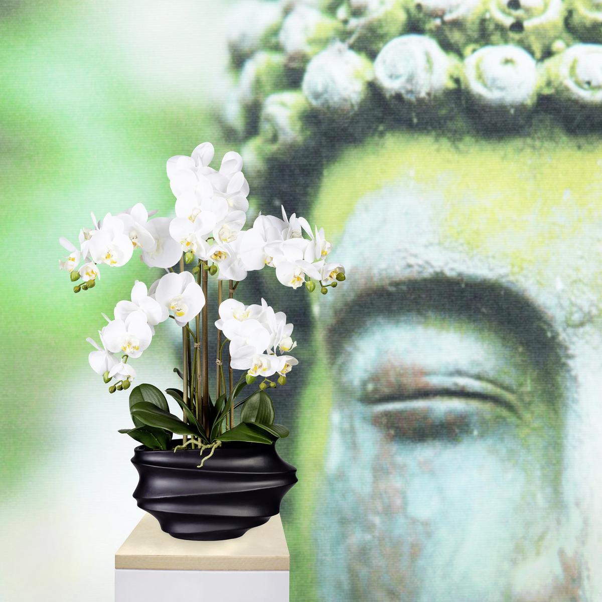 Kunstblume Orchidee, ca. 75cm - Schwarz/Weiß, Trend, Kunststoff (75cm) - P & B